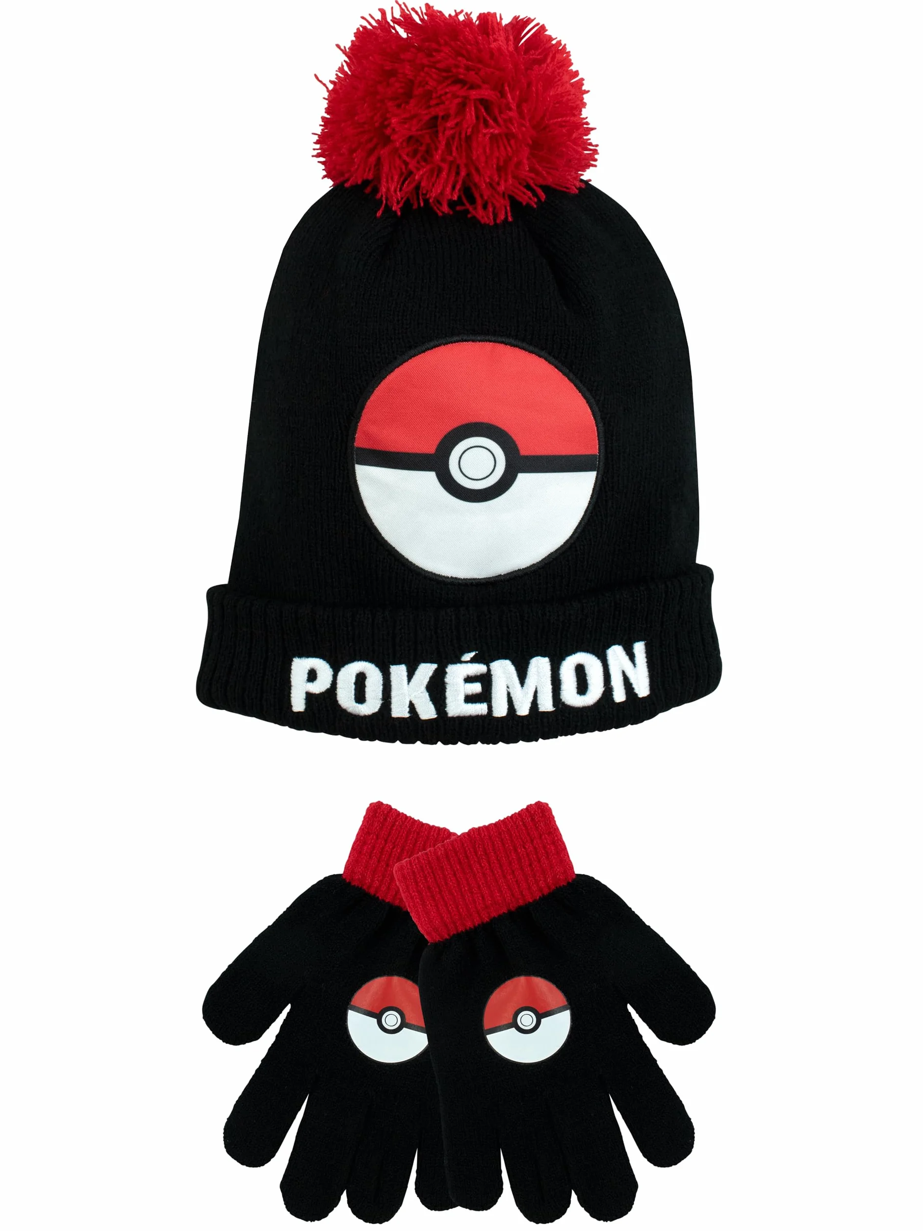 Pokémon Gorro y Guantes Invierno Niños Rojo Talla Única