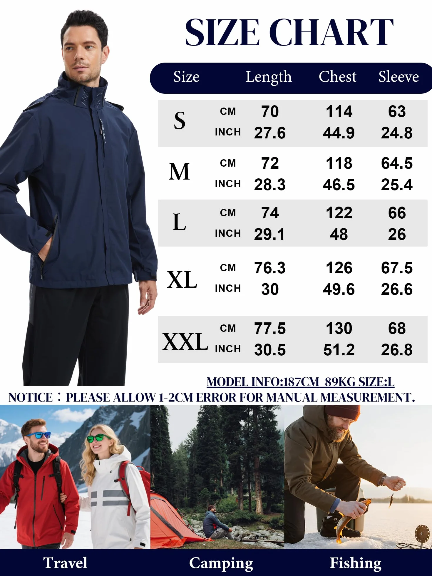 AMZSPORT Chaqueta Impermeable Cortavientos Ligera Plegable Transpirable para Senderismo Running Viajes