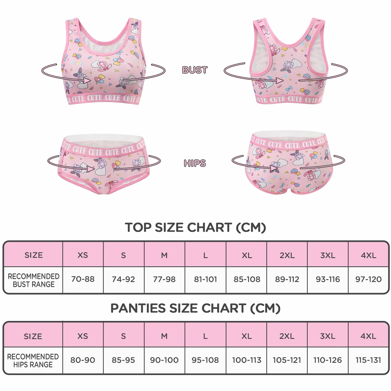 LittleForBig Conjunto de ropa de mujer de algodón Camisola y bragas Loungewear Usagi Bralette