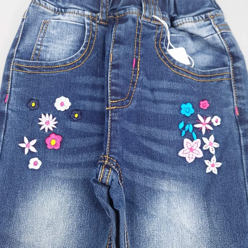 KIDSCOOL SPACE Vaqueros Bordados Niña, Pantalones de Mezclilla con Cintura Elástica