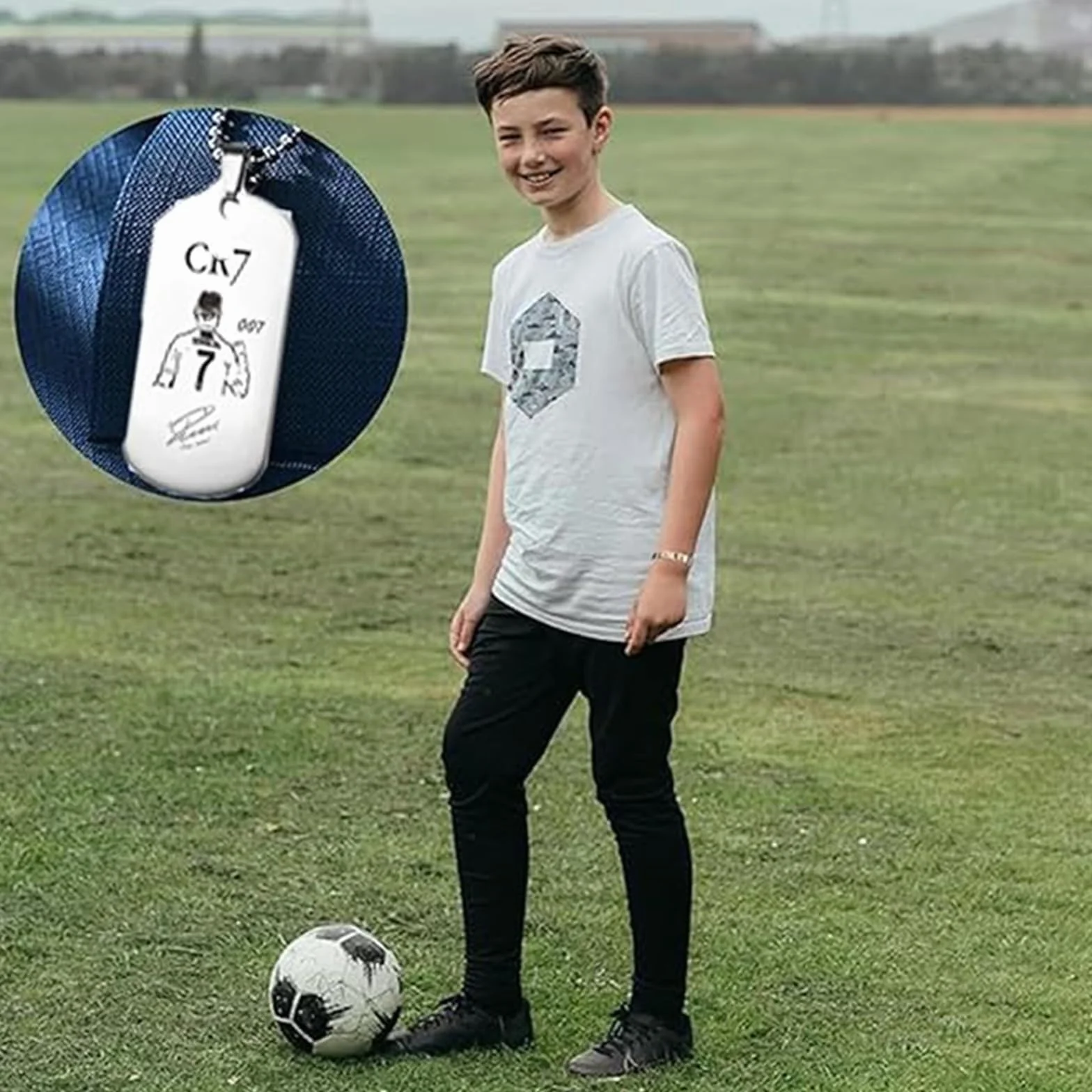 Cadena y Pulsera de Fútbol para Niños - Número 7 - Collar Deportivo