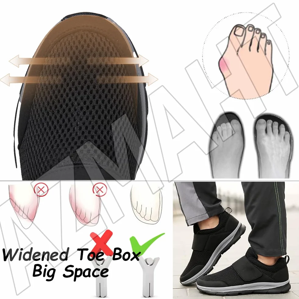 Zapatos ortopédicos Deportivos para Caminar Mujer Ancho Especial Diabéticos Gris 44 270mm