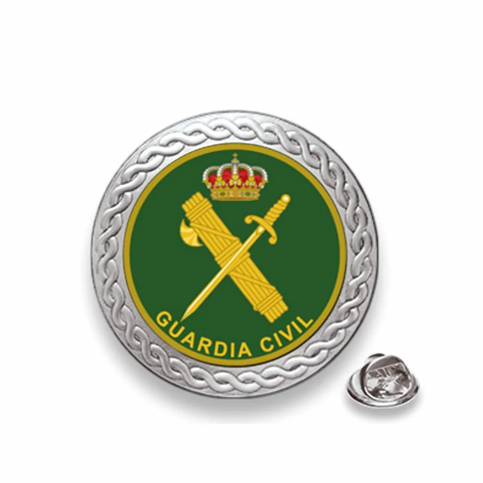 Emblema Guardia Civil España Gota Relieve Zinc Cromado 20 mm