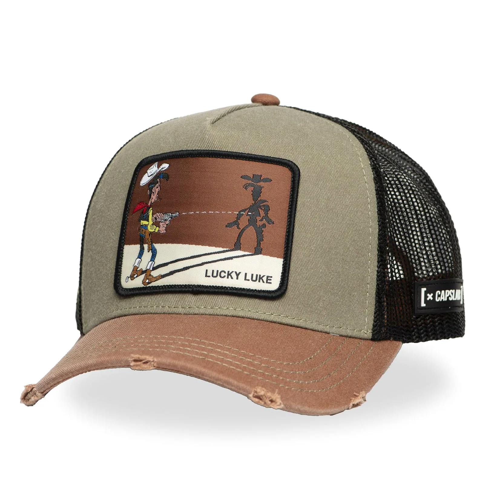 Capslab Lucky Luke Trucker Cap A-Frame - Gorra (talla única), color marrón, Lucky Luke Cap#36322, Talla única