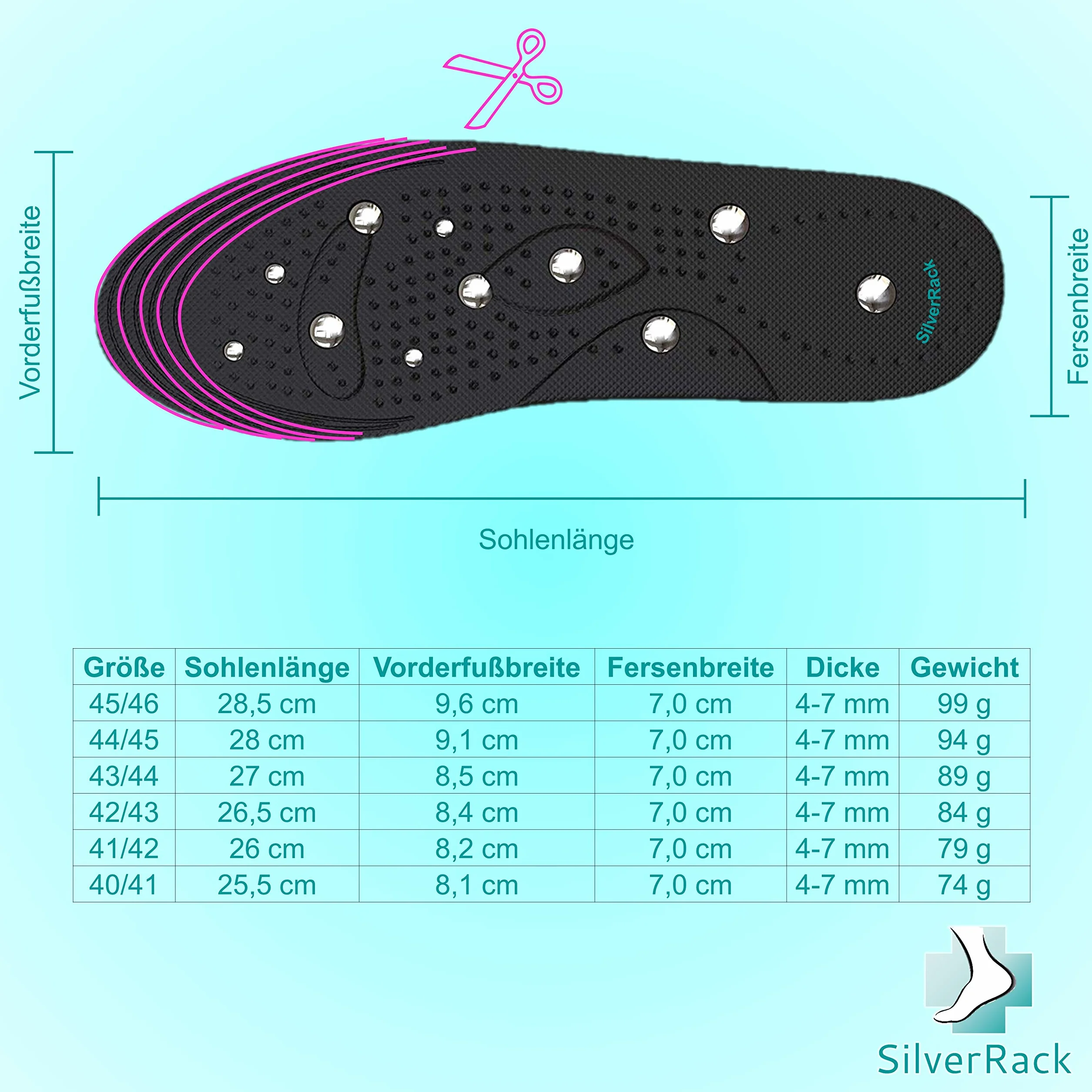 SilverRack Plantillas ortopédicas magnéticas con acupresión y masaje (Negro) soporte reflexología