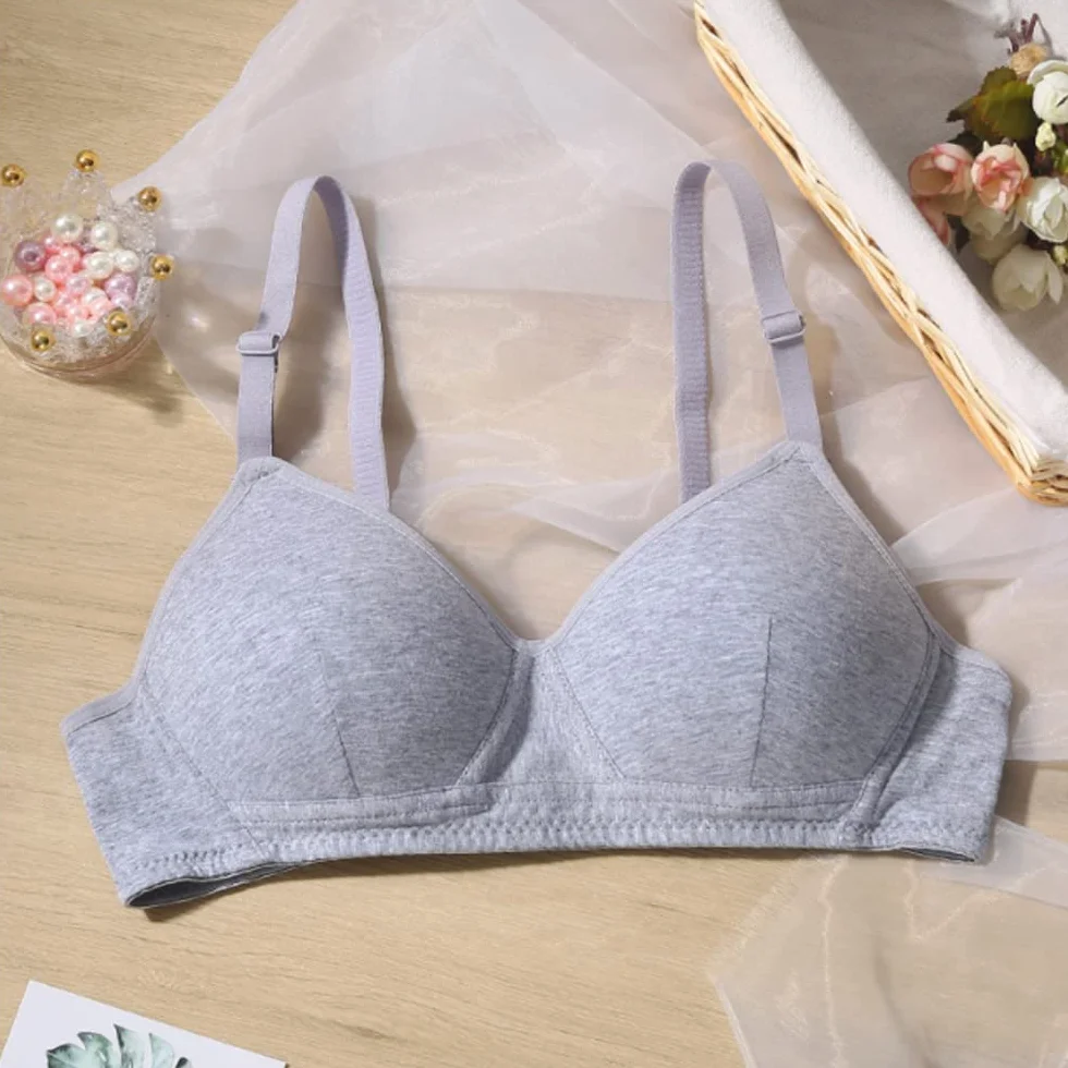 Sujetador Deportivo de Algodón para Niña Adolescente con Correa Ajustable Desmontable Bralette, Paquete de 3, A-Cup