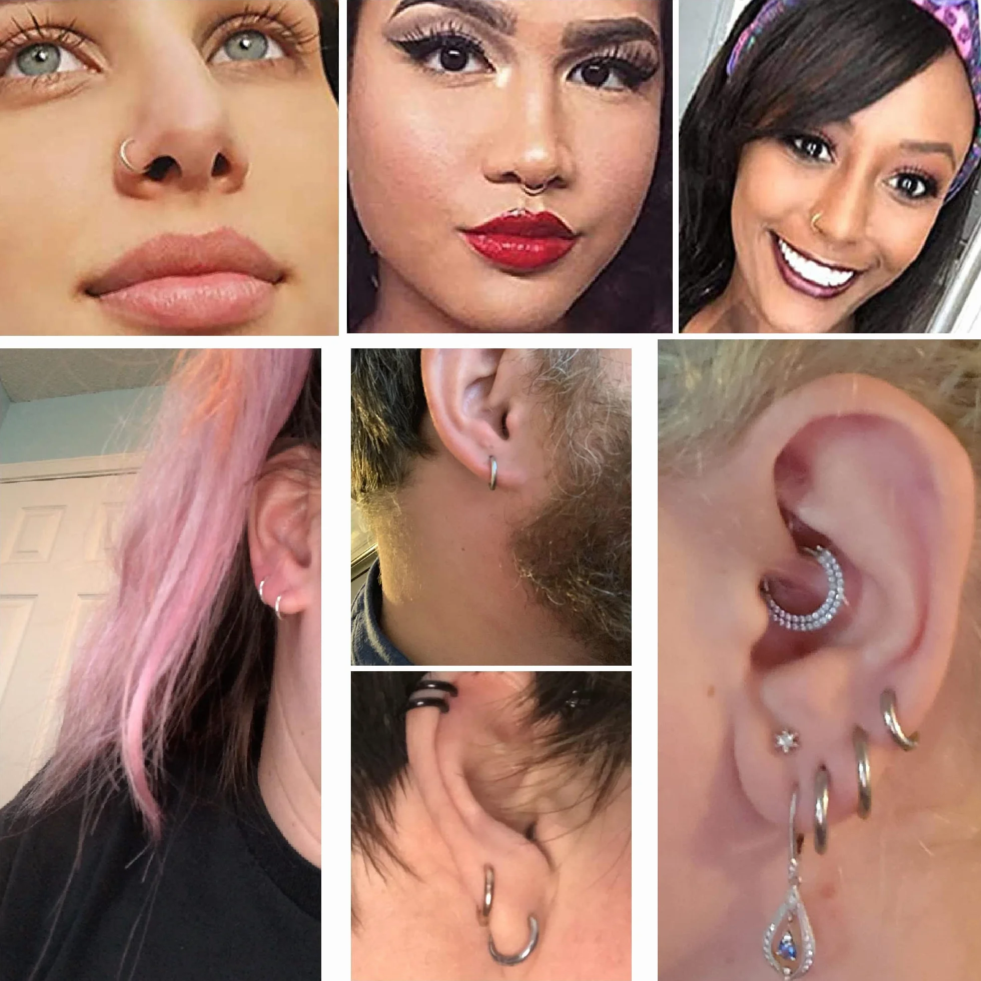 MILACOLATO Pendientes Aro Pequeños Acero Quirúrgico Huggie Cartílago Lóbulos Anillo Nariz Labio Daith Helix Piercing Joyas Hinged 6-10mm