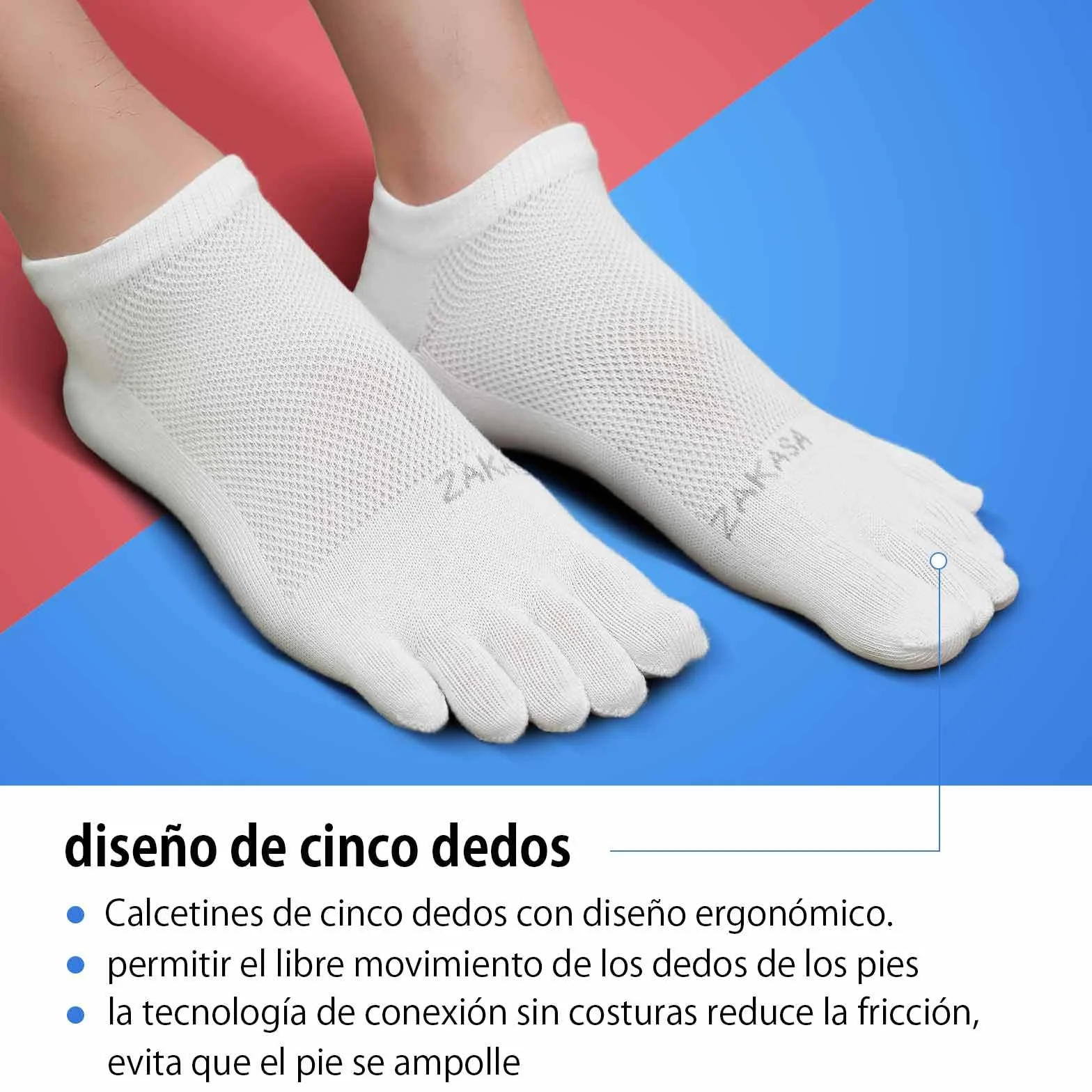 PUTUO Calcetines con Dedos de Deporte para Hombre: Calcetines Dedos Separados Tobilleros de Running Algodón Transpirables 5 Pares