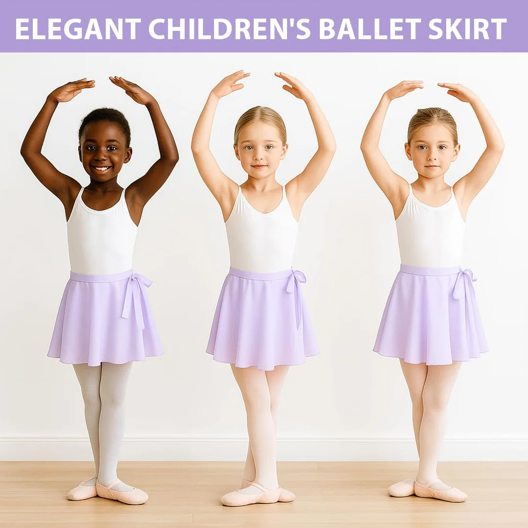 Falda de Ballet niña Chiffon transpirable suave cintura ajustable morado gimnasia