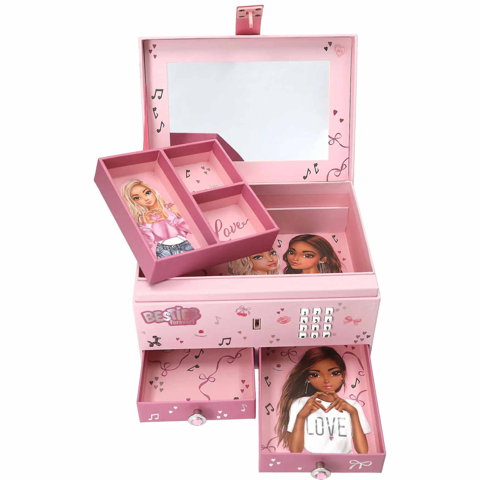 Depesche TOPModel My BFF Joyero Grande Rosa con Código Sonido Espejo