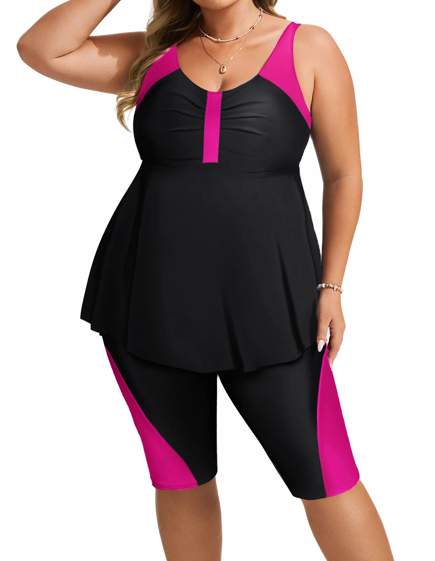 Tankini para mujer de gran tamaño push up cintura alta traje de baño dos piezas con pantalones cortos