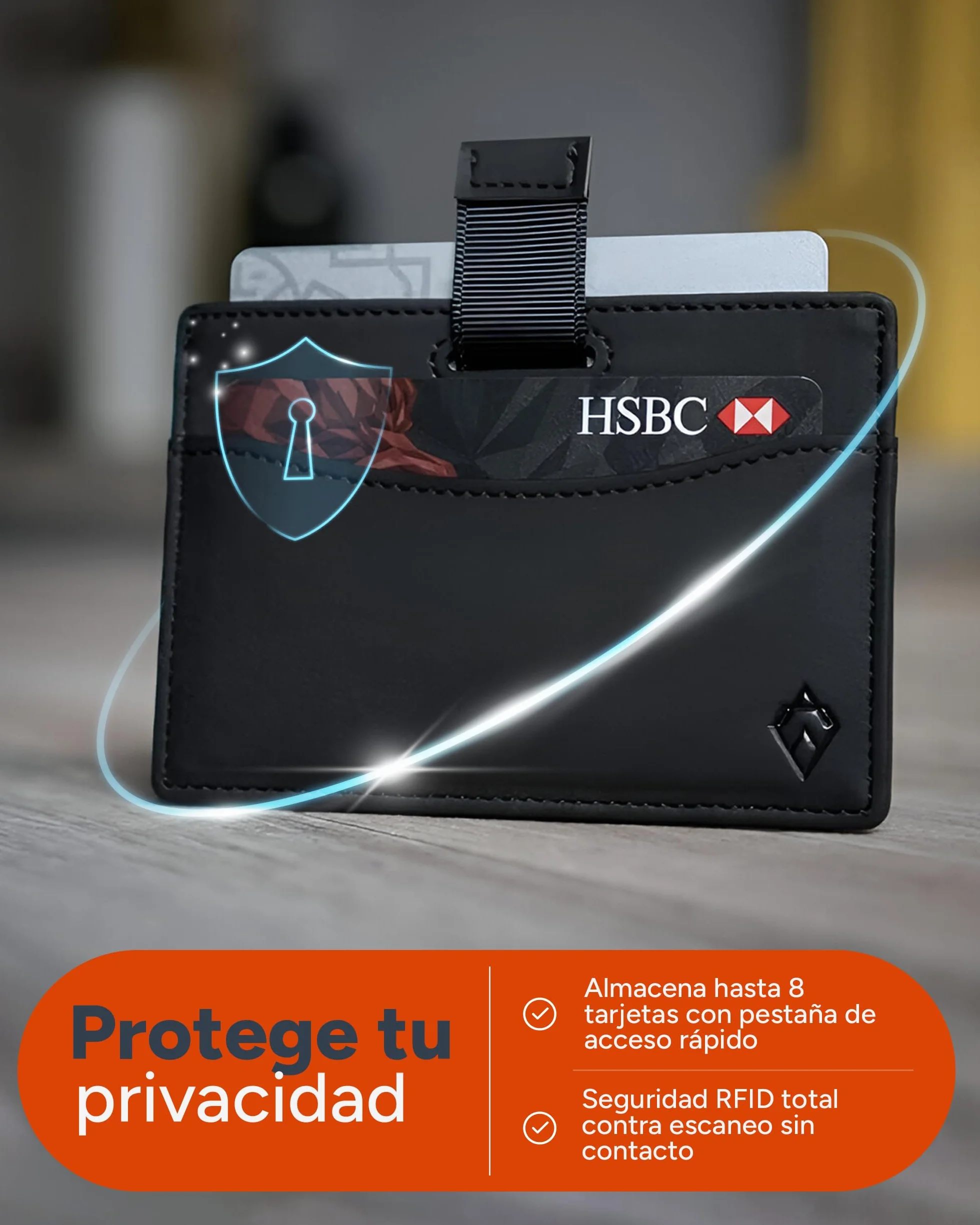 AKIELO Tarjetero Minimalista Bloqueo RFID Caja Regalo Cartera Hombre Fina Compacta Colección Echo