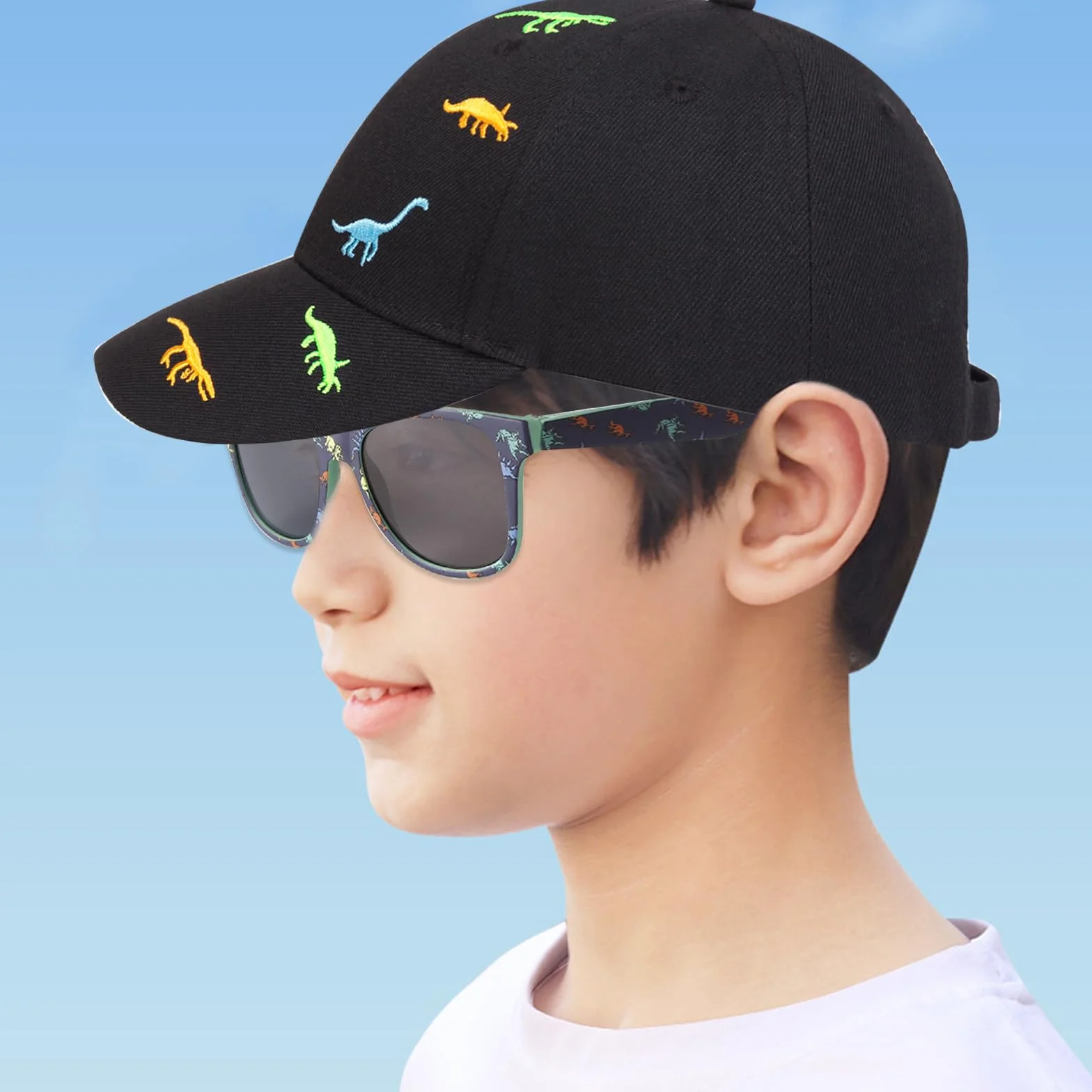 Gorra de Béisbol Niños Dinosaurio Ajustable Protección UV 3-8 Años