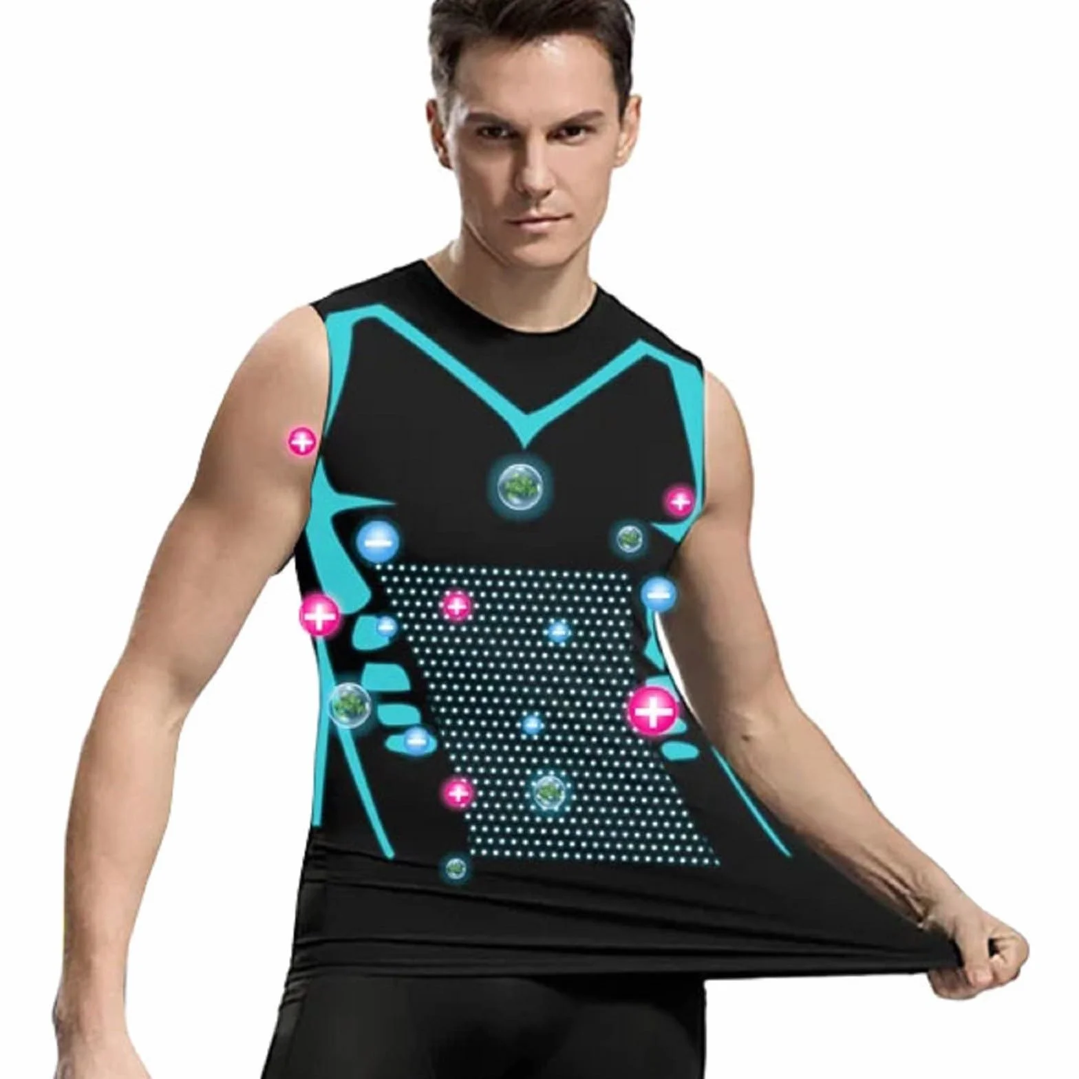 riou Vitaboost Camiseta de Compresión sin Mangas Hombre Secado Rápido 3PC