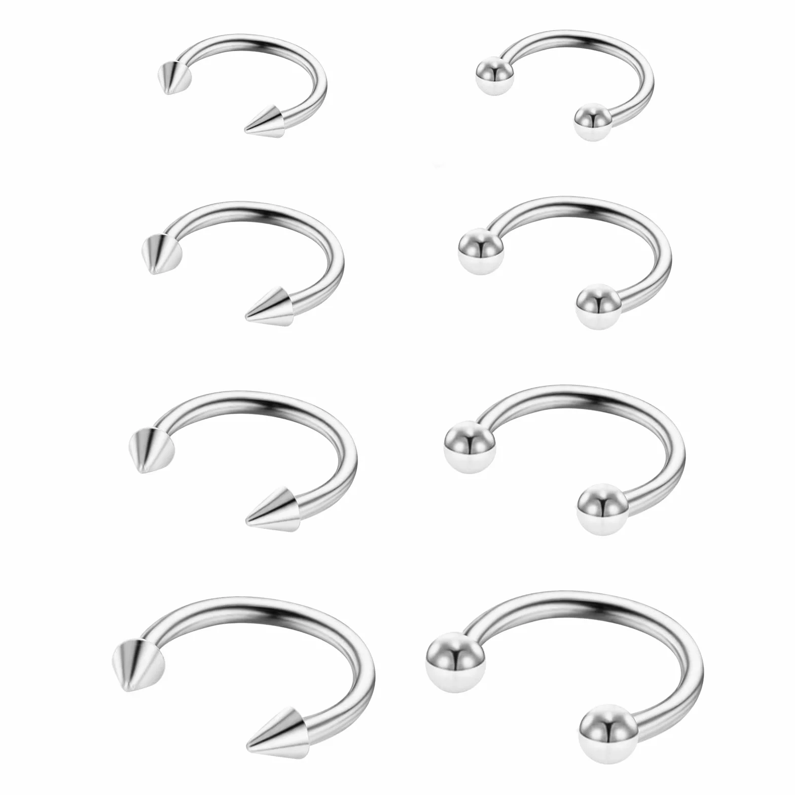 Piercings de Nariz de Acero Inoxidable 16G Bisagra Sin Costuras Herradura Joyería Cartílago Labios