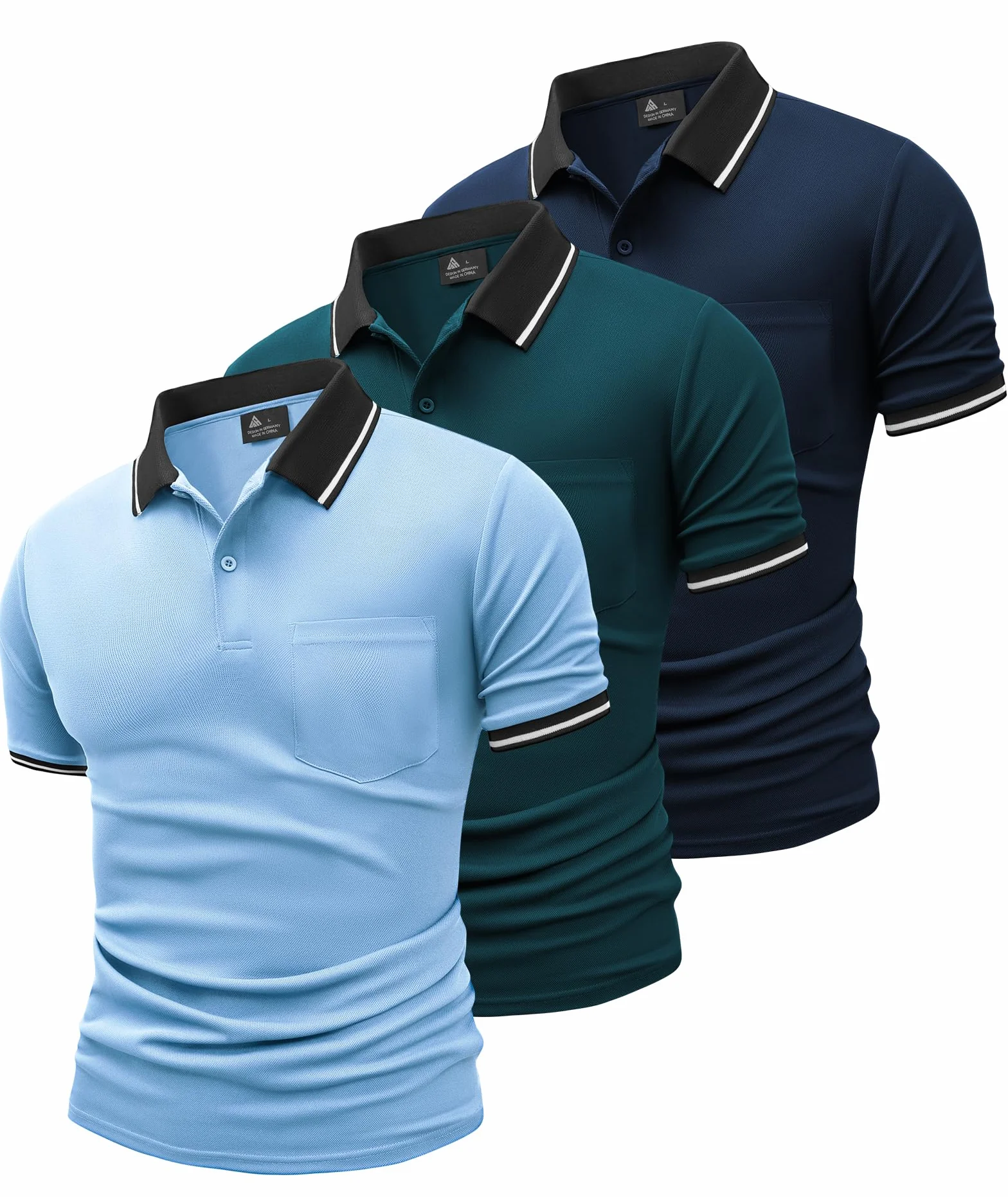 SwissWell Lote 3 Polo Hombre Manga Corta Golf Camisa Verano Deportivos