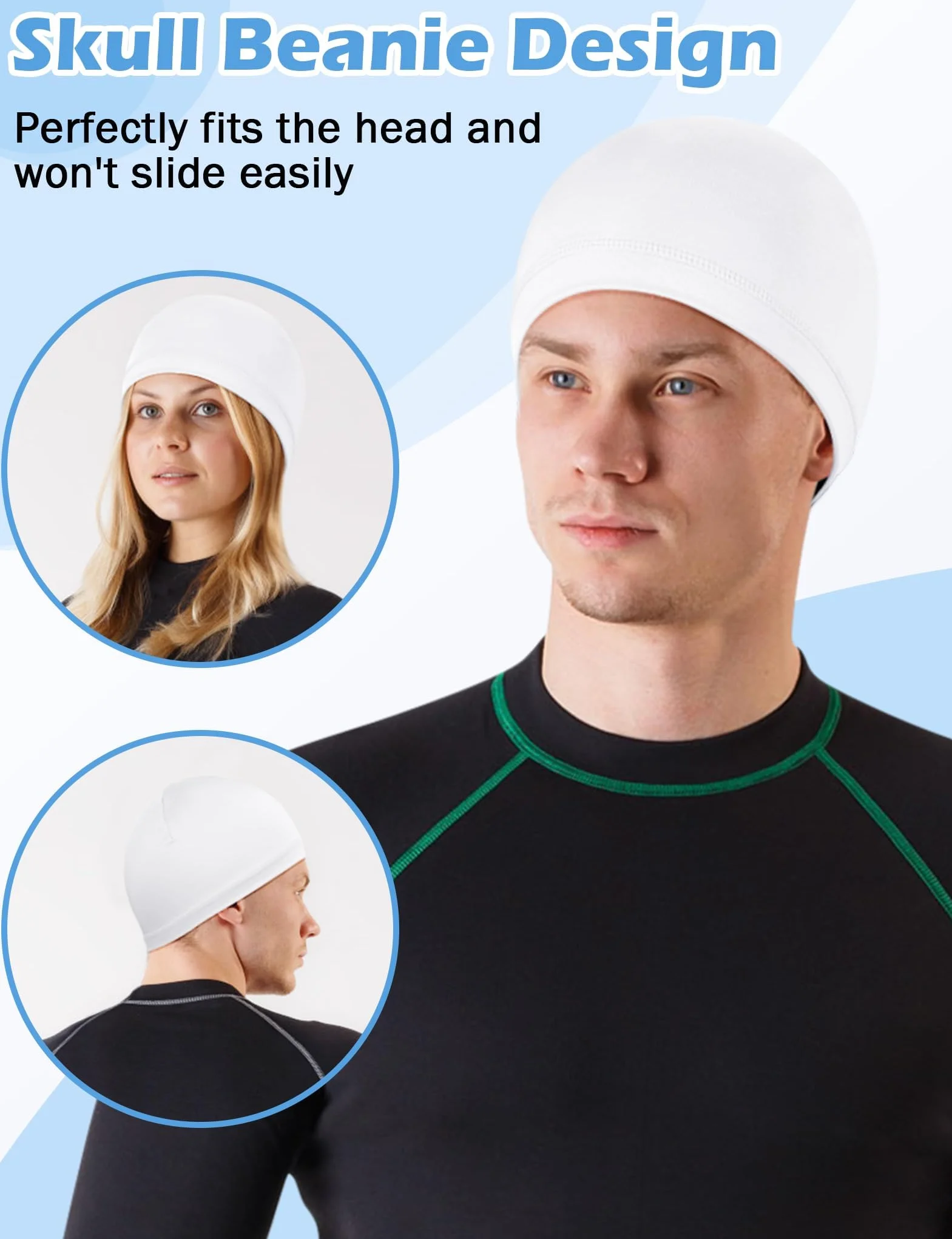 MELLIEX 3 Piezas Gorro Transpirable Seda Helada Running Skull Cap Multifuncional para Ciclismo Moto