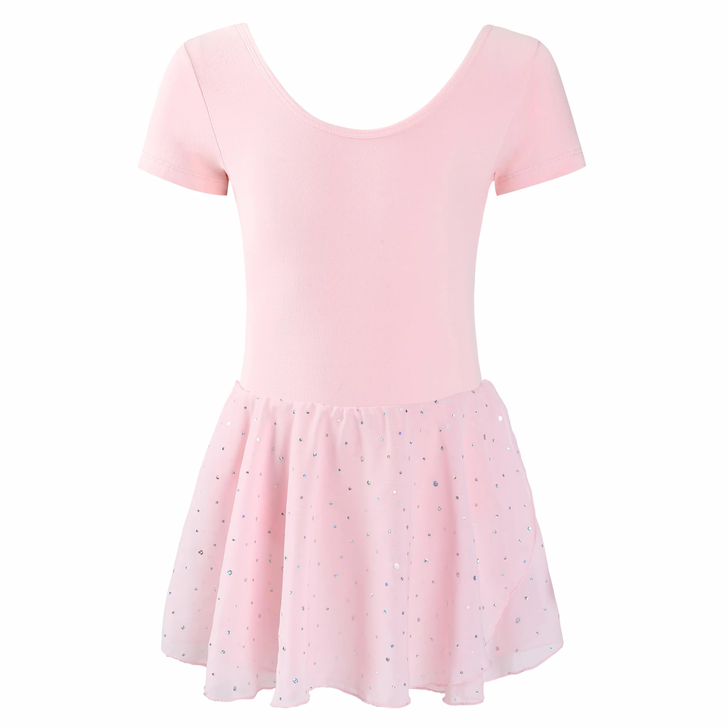 Vestido Maillot de Danza Ballet para Niña Manga Corta Leotardo Tutú