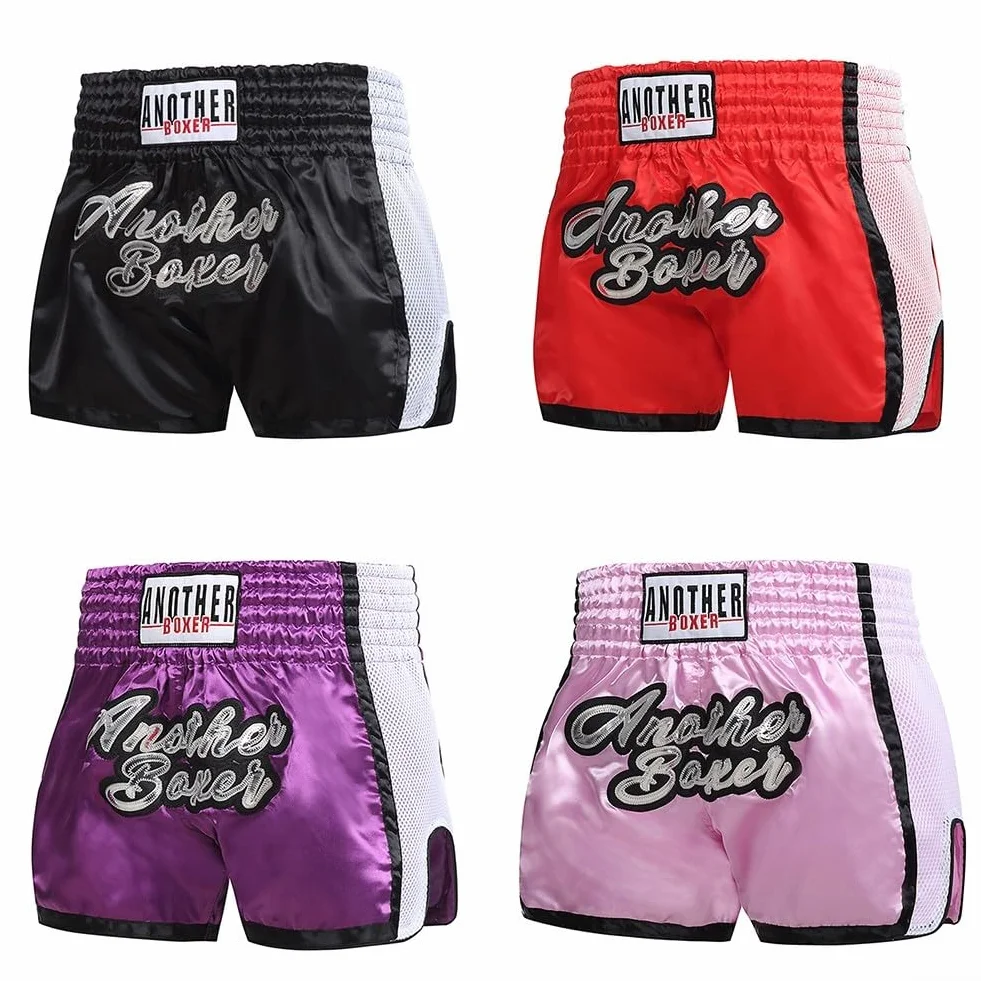 Pantalones cortos de boxeo MMA Muay Thai mezcla fibra transpirable morado