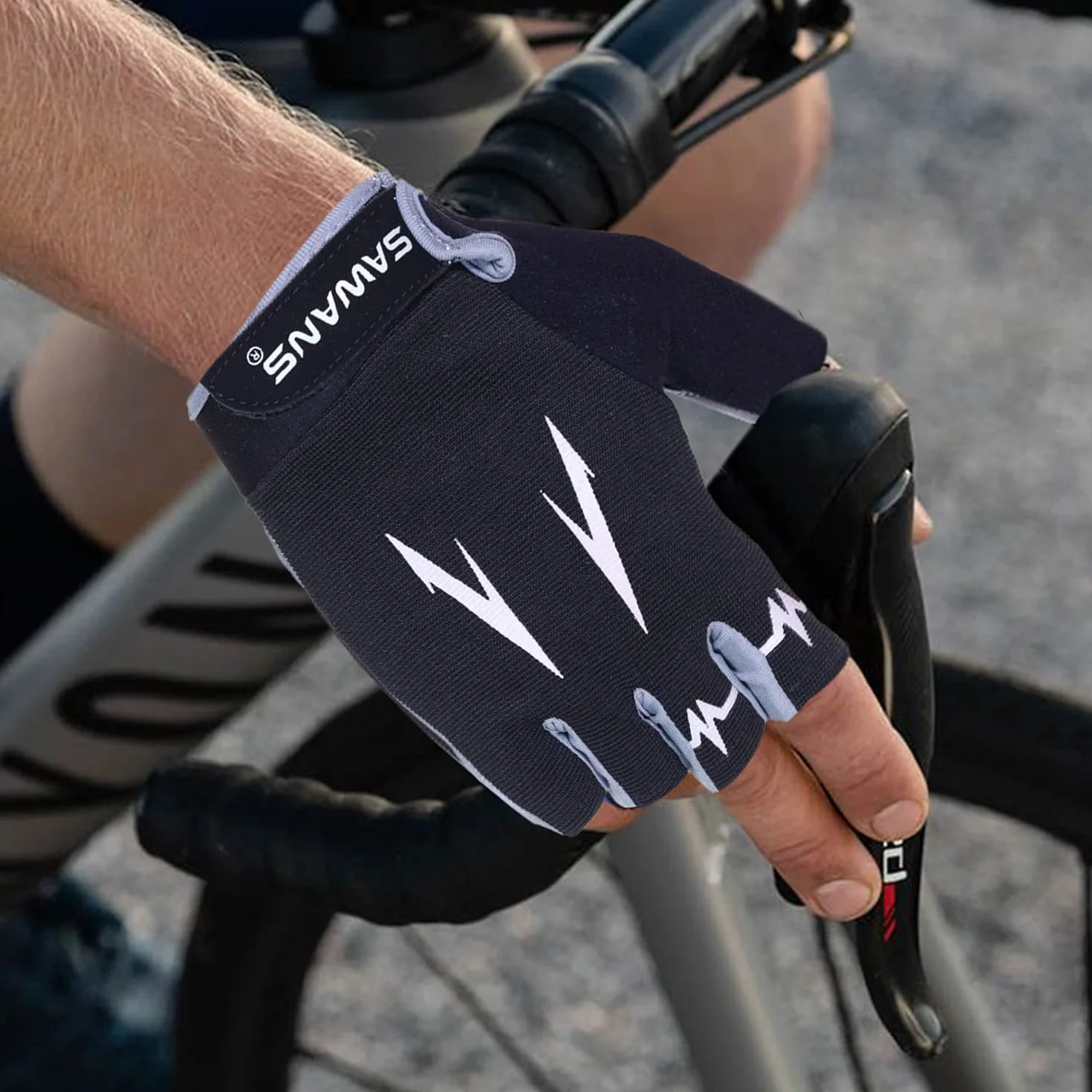 SAWANS Guantes de Ciclismo Medio Dedo Antideslizantes Transpirables para Bicicleta de Montaña