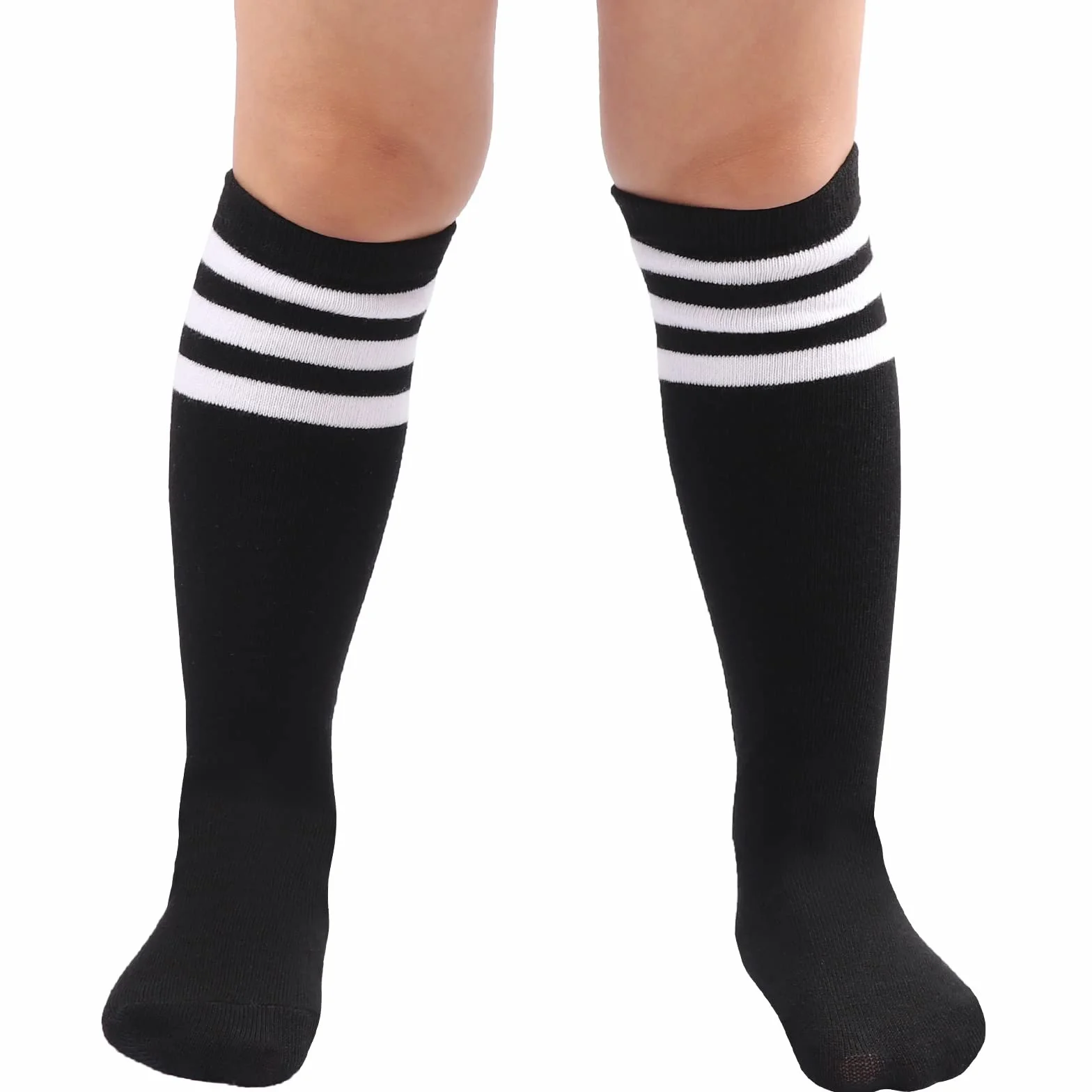 DRESHOW Calcetines de Fútbol a Rayas Hasta la Rodilla Algodón Largo Tubo para Niños