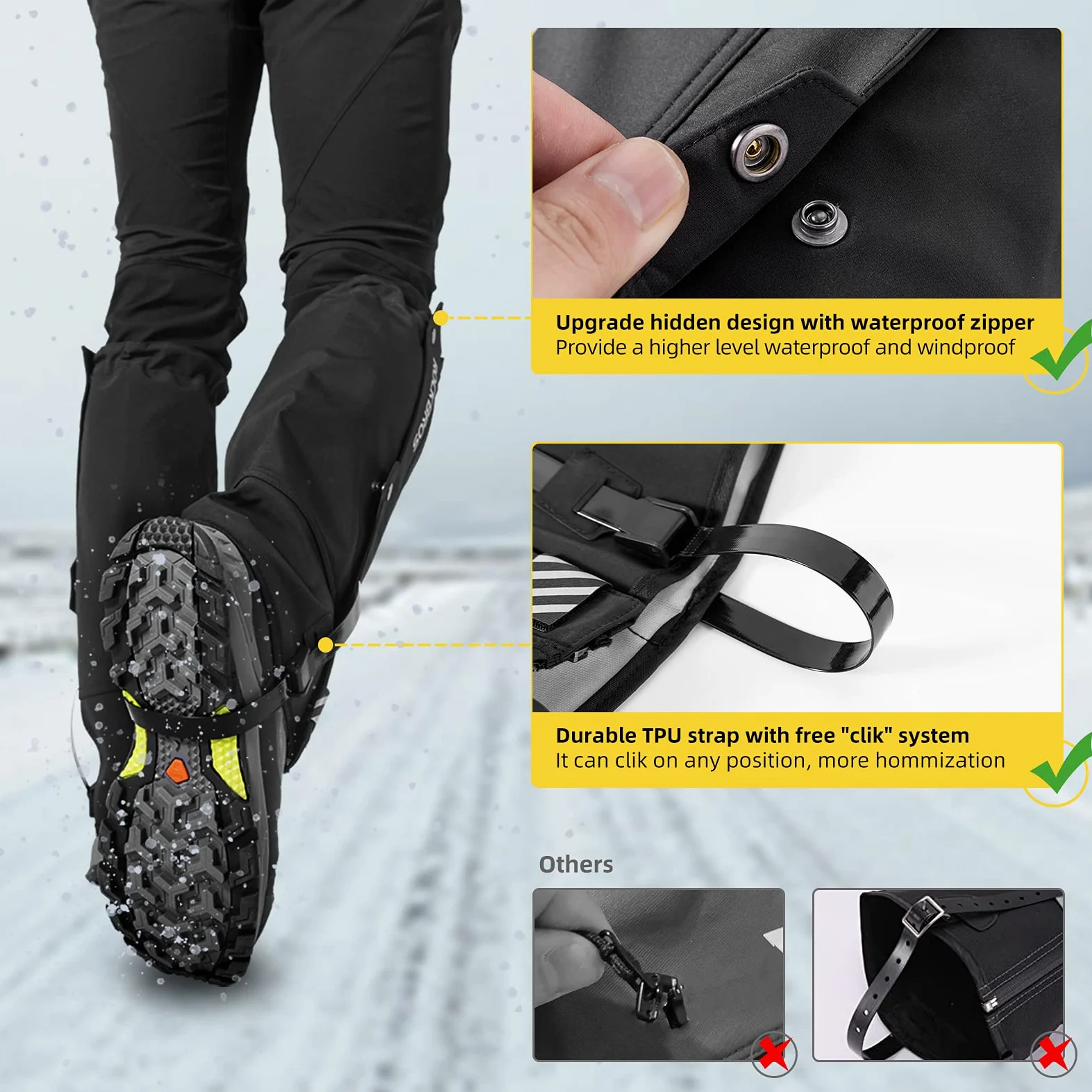 ROCKBROS Polanias Impermeable Polanias Nieve para Piernas a Prueba de Polvo Lluvia Polanias de Senderismo para Escalada Caza Esquí Deporte al Aire Libre,Unisex