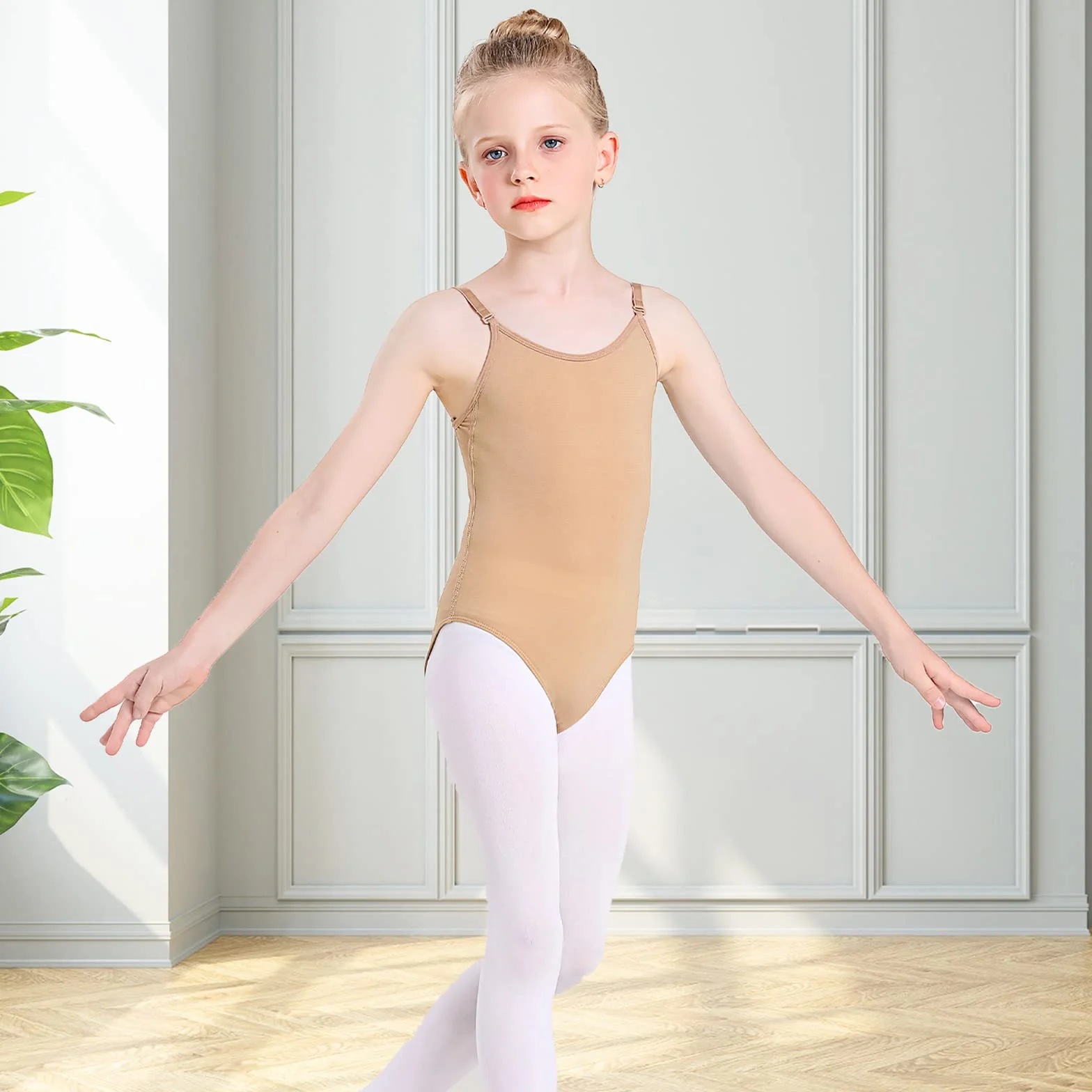 Maillot Ballet Niña Leotardo Sin Costuras Tirantes Ajustables Gimnasia Ritmica