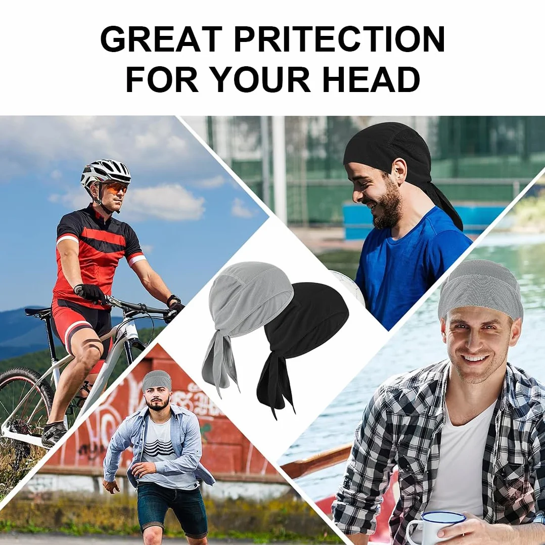 JEYORZY Paquete de 2 Bandanas, Capuchas Deportivas para Exteriores de Secado rápido, Que absorben la Humedad, Transpirables, Capuchas con Bloqueo UV, aptas para Correr Senderismo y Moto(Negro,Gris)