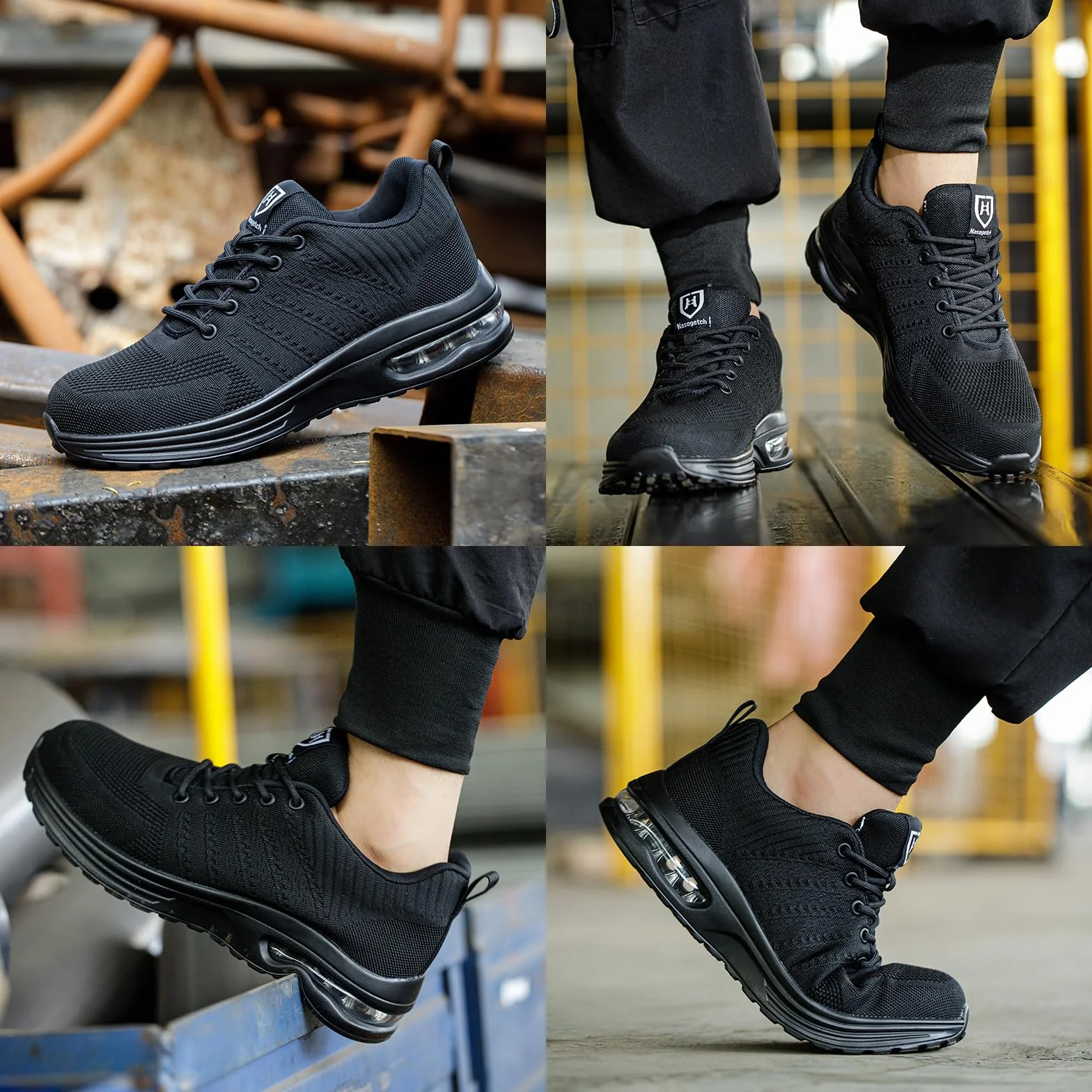 Baofular Zapatos de Seguridad con Punteras de Acero Transpirable Antideslizante