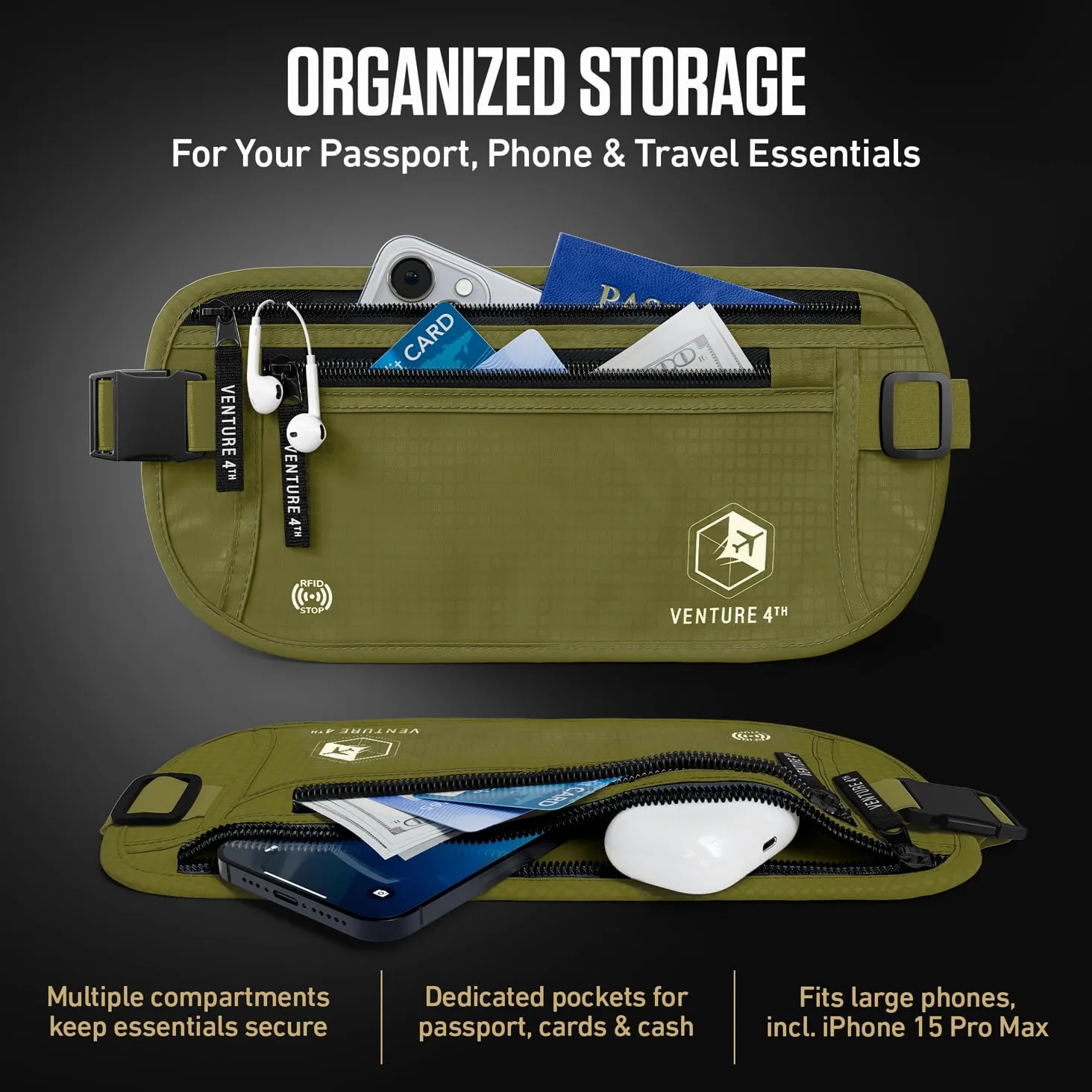Venture 4TH Money Belt - Green