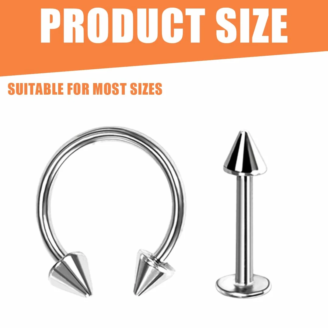Set de Piercing Nasal Acero Quirúrgico 14 Piezas Pendientes Ceja Tragus Helix Aros Nariz Labio Labret Joya (1.2*8mm) Plateado