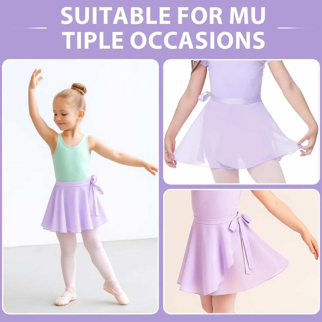 Falda de Ballet niña Chiffon transpirable suave cintura ajustable morado gimnasia