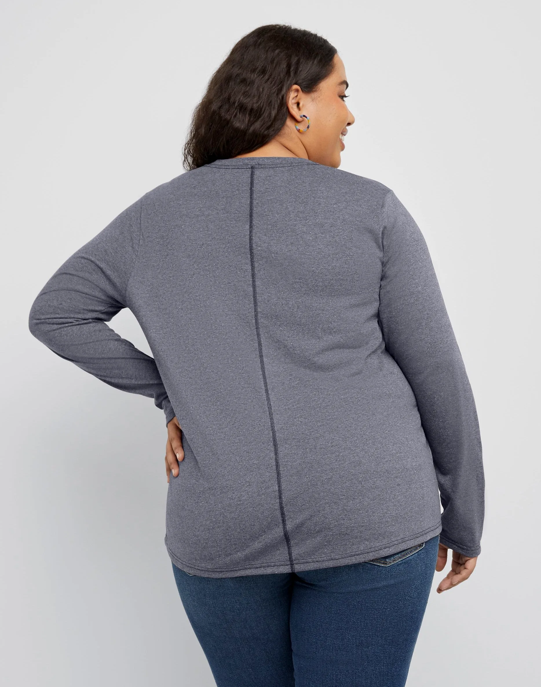 Hanes Originals Tri-Blend Long-Sleeve T-Shirt, Crewneck tee For Women, Relaxed Fit, Plus Sizes Camisa Mujer