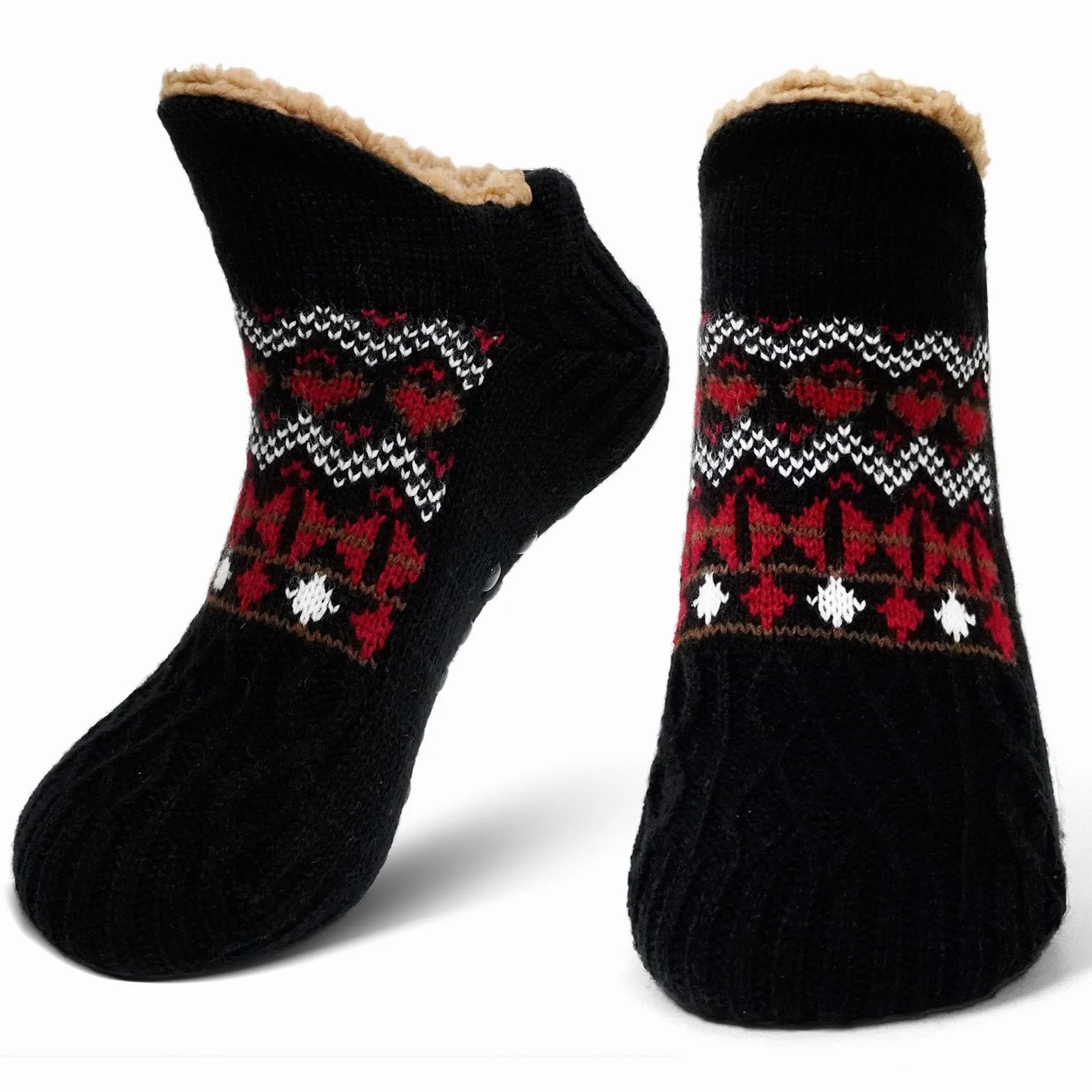 PUTUO Calcetines Antideslizantes Térmicos para Hombre Invierno 39-42 Negro
