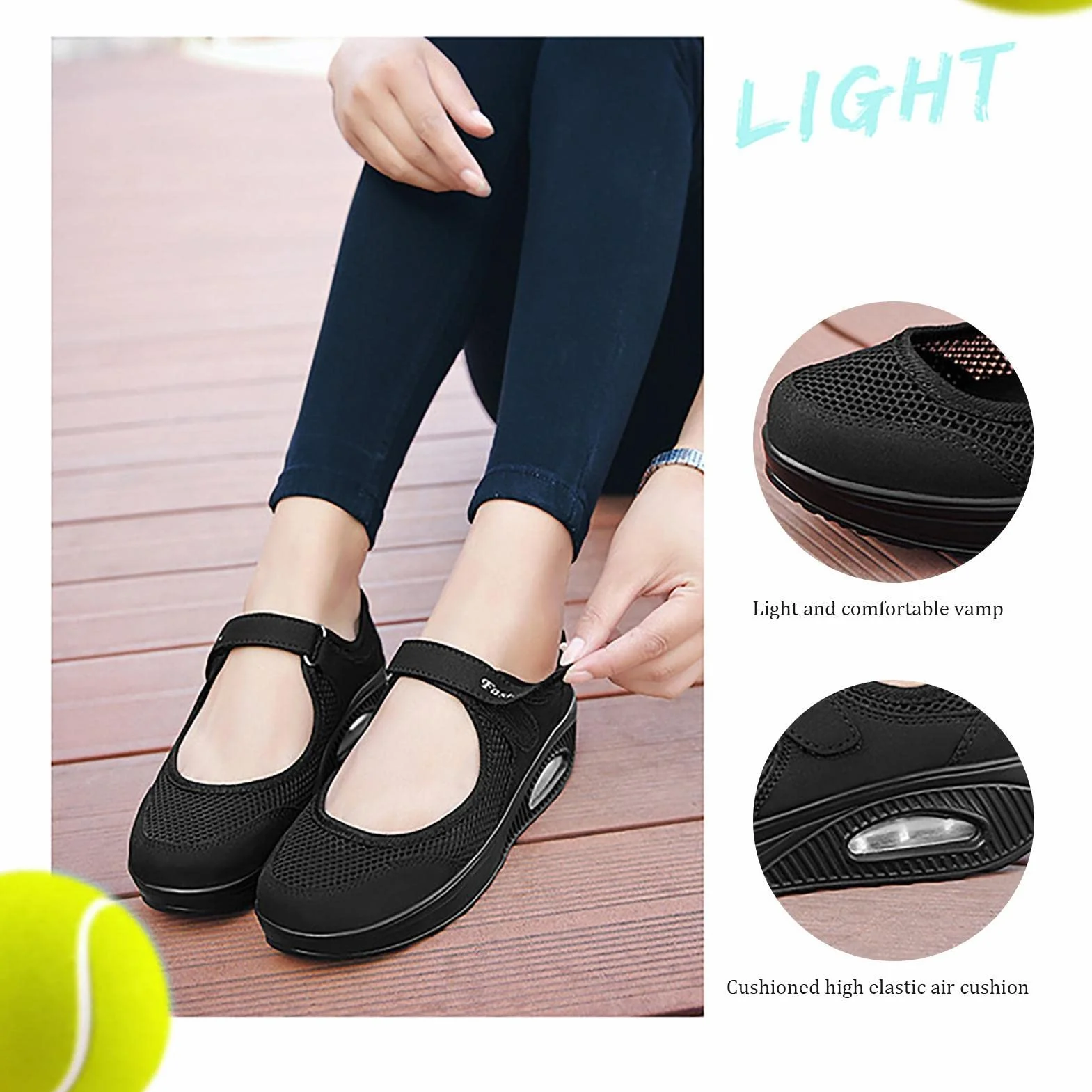 ZORQ Zapatos de caminar tejidos ortopédicos con suela gruesa para mujer - Zapatos de malla
