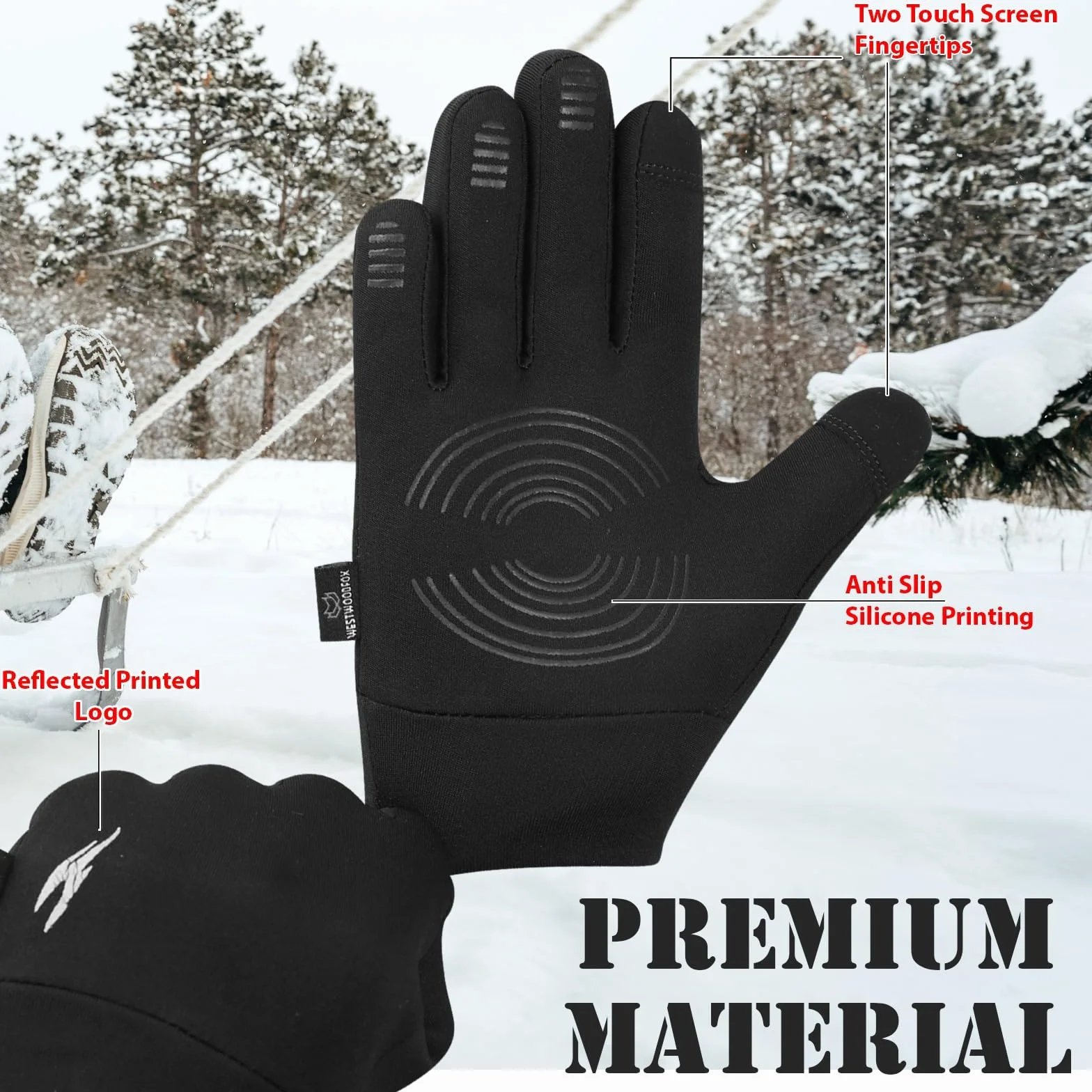 WESTWOOD FOX Guantes de invierno niños antideslizantes térmicos pantalla táctil