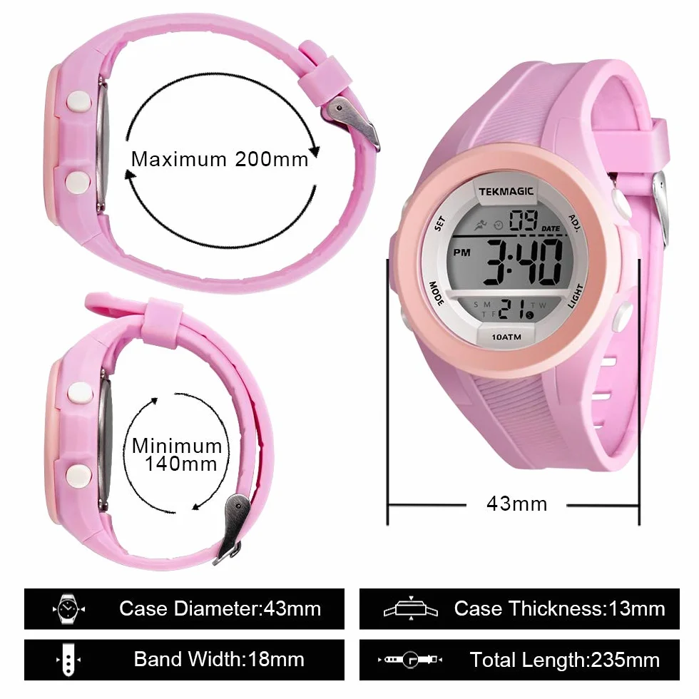 Reloj de Pulsera Impermeable 10 ATM para Bucear Nadar con Cronógrafo Alarma Zona Horaria Dual