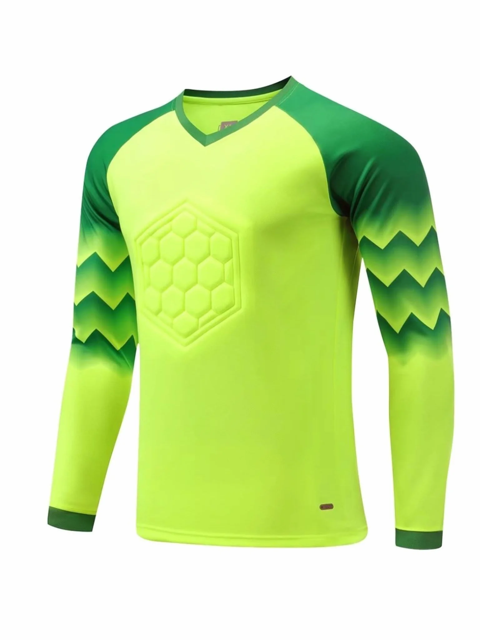 Camiseta de portero de fútbol para hombre, acolchada de manga larga, deportiva
