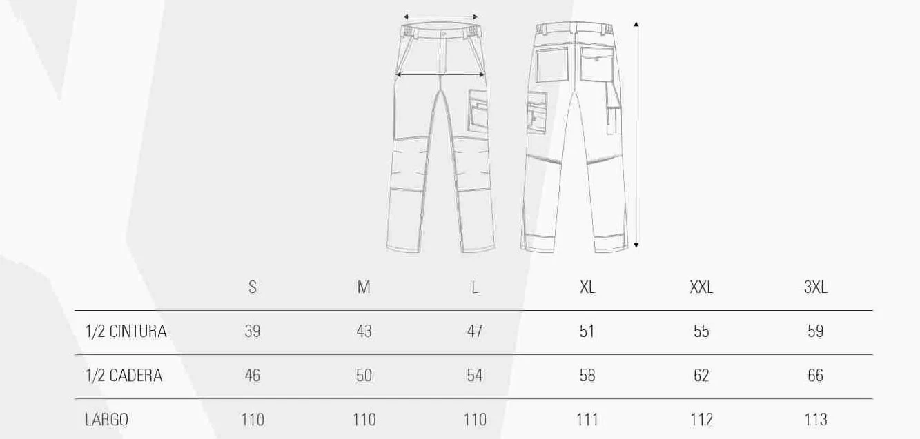 WORKTEAM Pantalón Elástico Slim Fit, Ideal Trabajo, Tiempo Libre, Senderismo, Multibolsillos con Cierres Autoadherentes, Pinzas en Rodillas, Detalles Reflectantes y Cintura Ajustable. Unisex