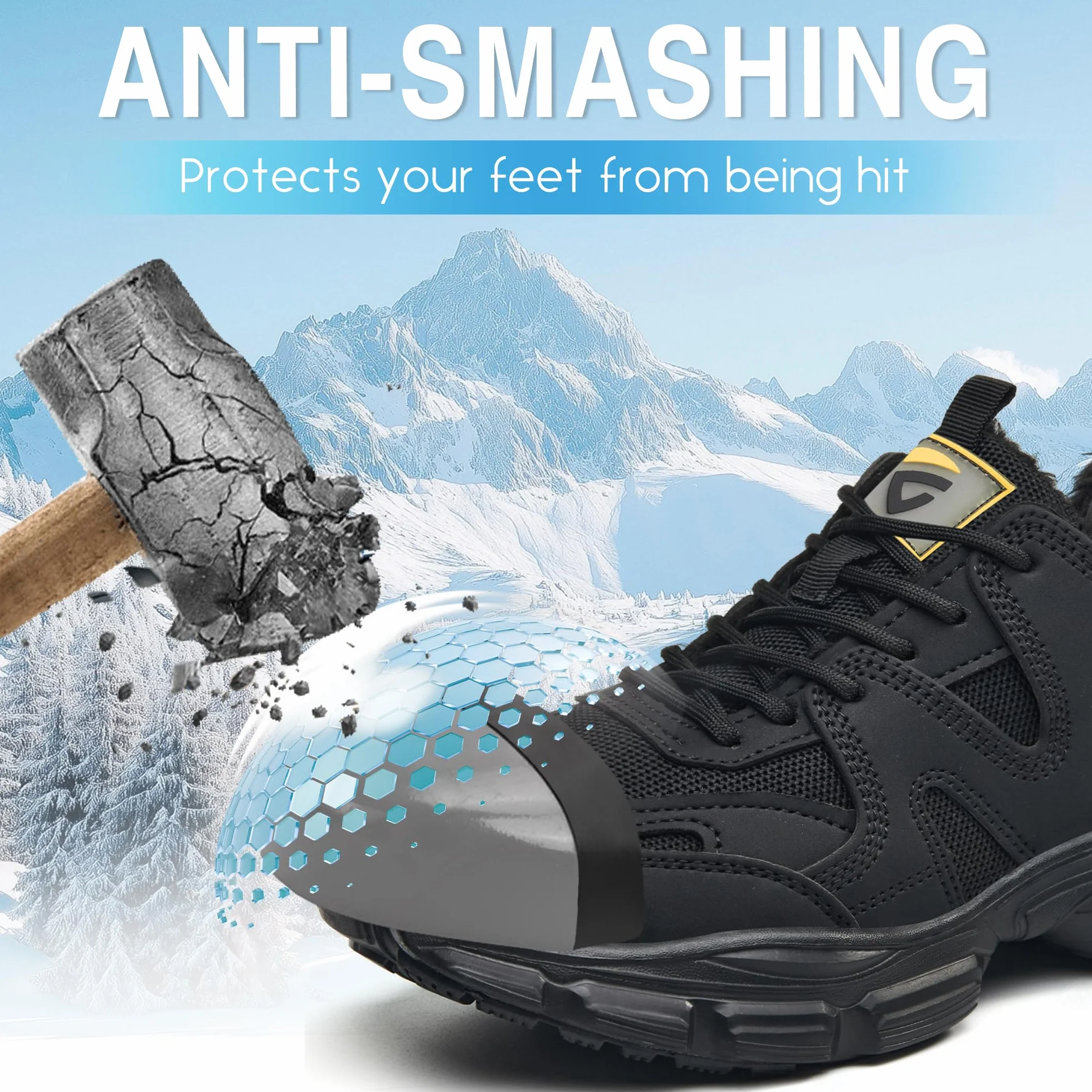 KOIFISH Zapatos de Seguridad Mujer Impermeable Punta de Acero Antideslizantes Forro Térmico