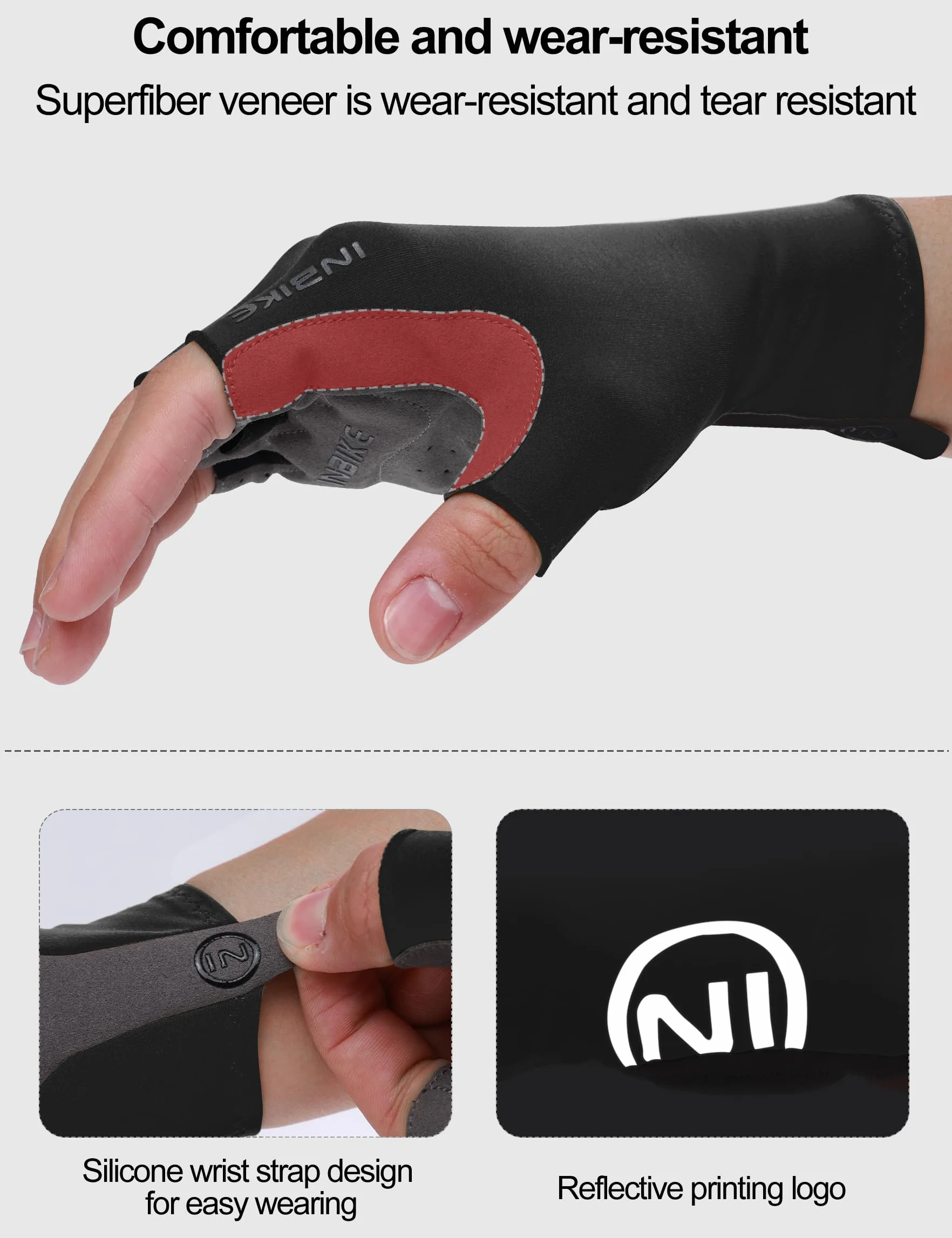 INBIKE Guantes Ciclismo Corto Frescos Verano MTB Hombre Mujer Transpirables Antideslizante Gym Negro Rosa Verde Navy