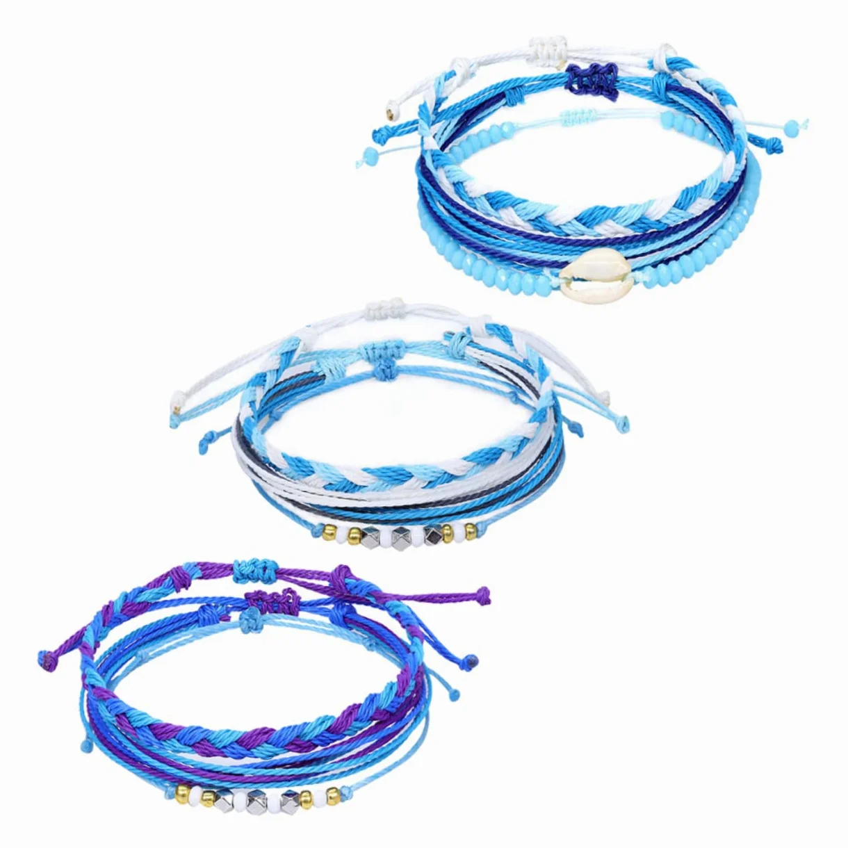 cuerda de mano pulsera de conchas pulsera tejida Pulsera ligera amistad tobilleras pulseras joyas pulseira mulher accesorios fiesta cadena de muñeca correa de muñeca