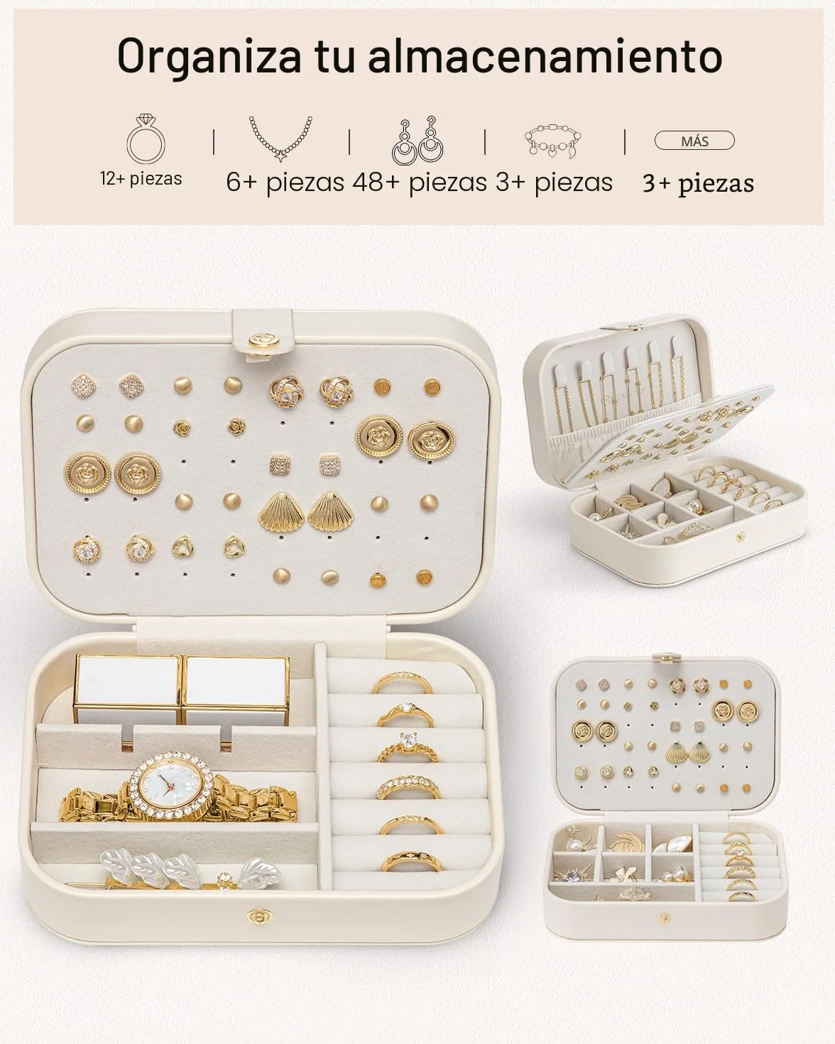 VLANDO Joyero de viaje pequeño, organizador de joyas para pendientes, estuche de viaje para mujeres