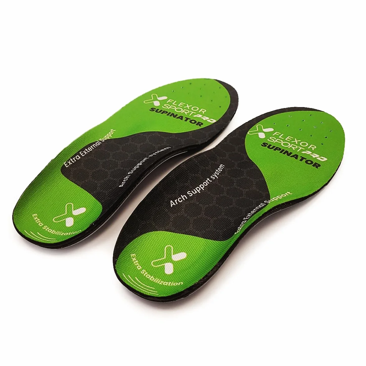 Flexor Plantillas Pro Trail Running Pie Supinador Talla 46 Verde Soporte Arco Plantar Tecnología Gel Absorción Impacto