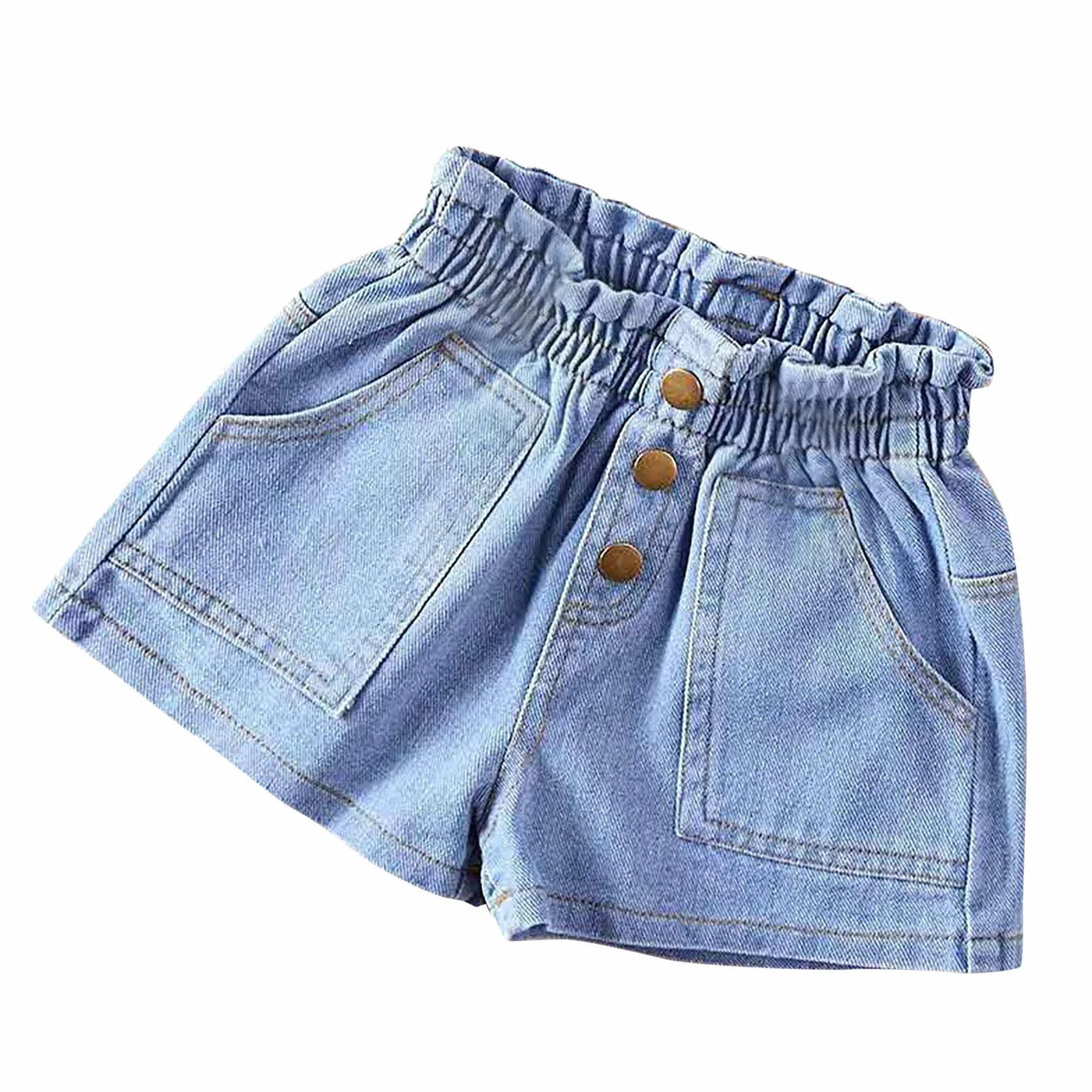 Pantalones Cortos Vaqueros Verano Niñas Cintura Elástica Bermudas Vaqueras Moda 3-13 años