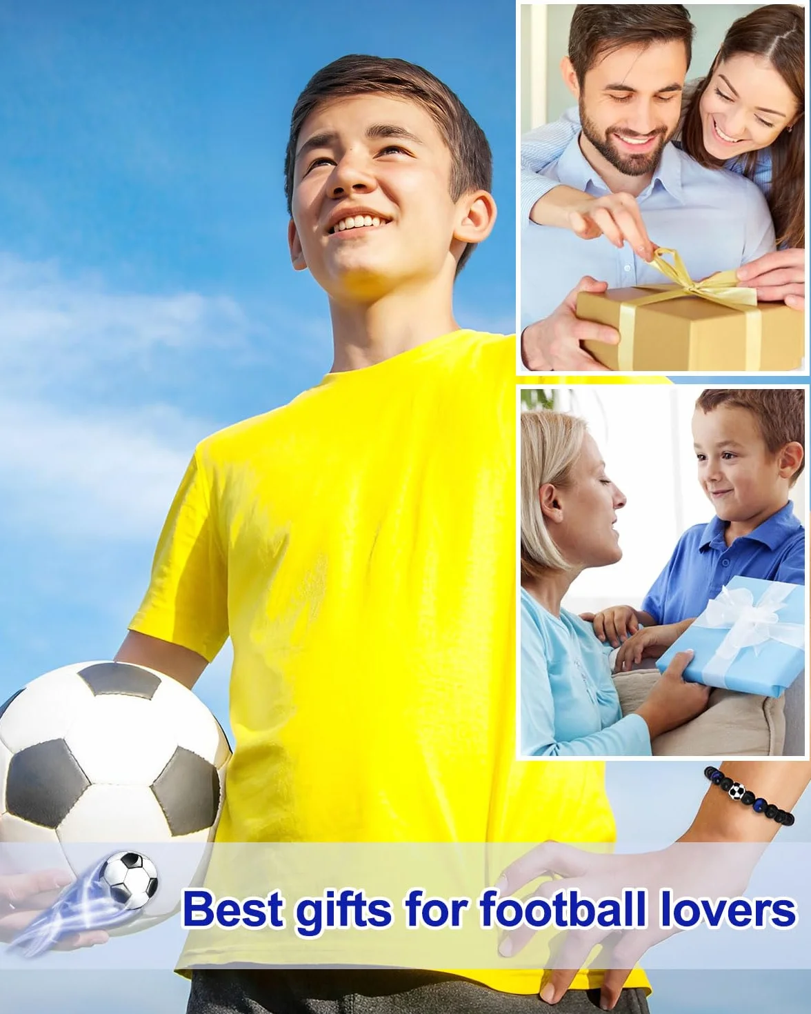 Pulsera de Fútbol para Niños 10-12 Años Regalo de Cumpleaños