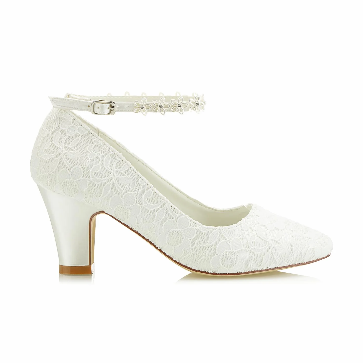 Zapatos de Novia JIAJIA 62311A Tacón Grueso 7cm Satén Flores Boda
