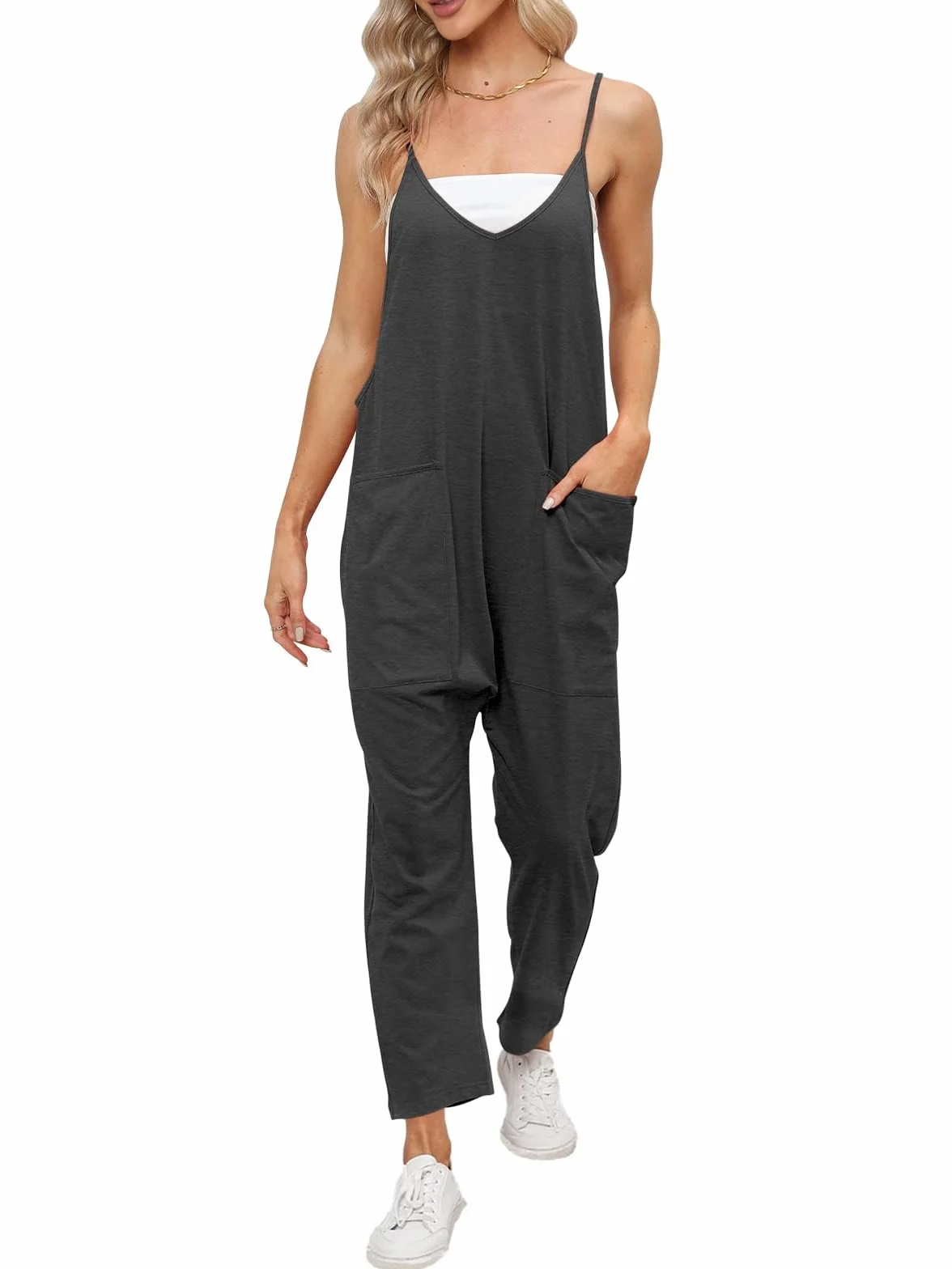 Pantalones de trabajo para mujer Cegerne Mono holgado Peto sin mangas con grandes bolsillos