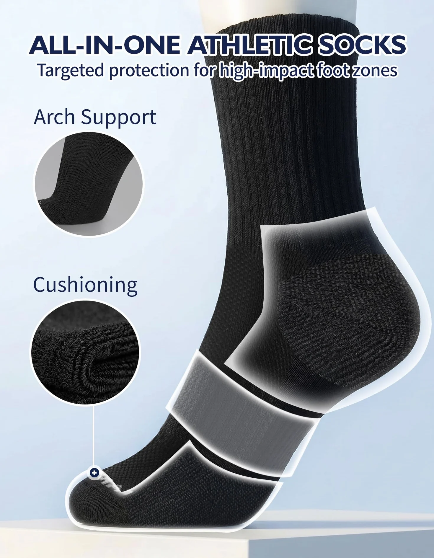 CLOSEMATE 6 Pares Calcetines Deporte Largos Hombre Antiampollas Compresión Running Senderismo