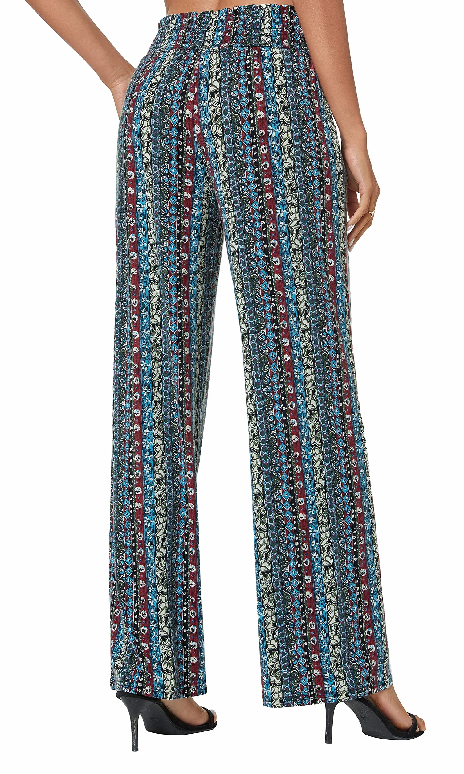 Casual Pierna Recta Boho Yoga Pantalones Cintura Elástica con Bolsillos